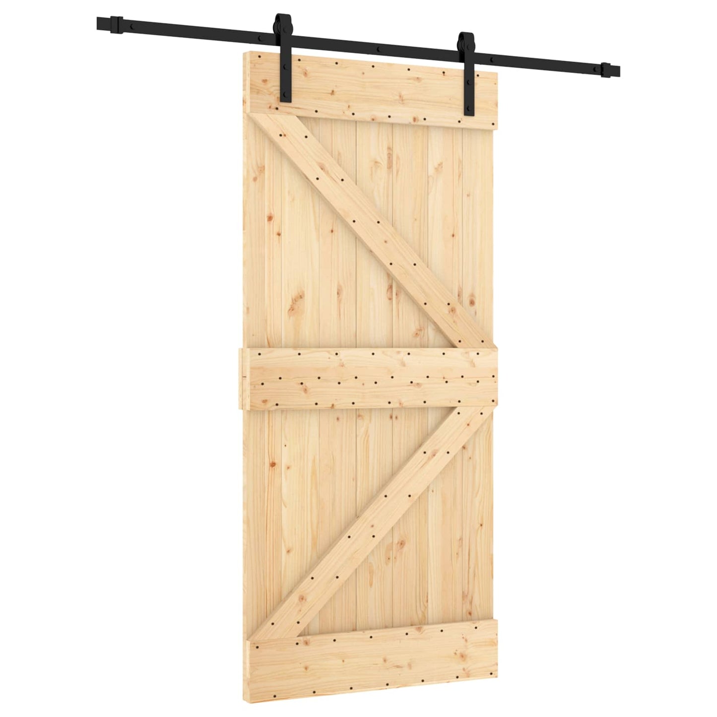 Skyvedør Naturlig og svart 95 x 210 cm Massiv Furu Tre