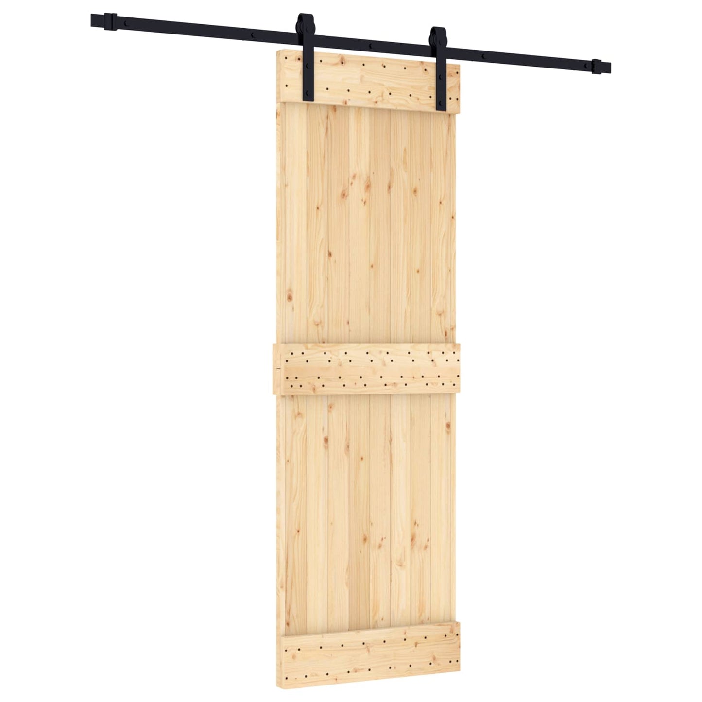 Skyvedør Naturlig og svart 70 x 210 cm Massiv Furu Tre