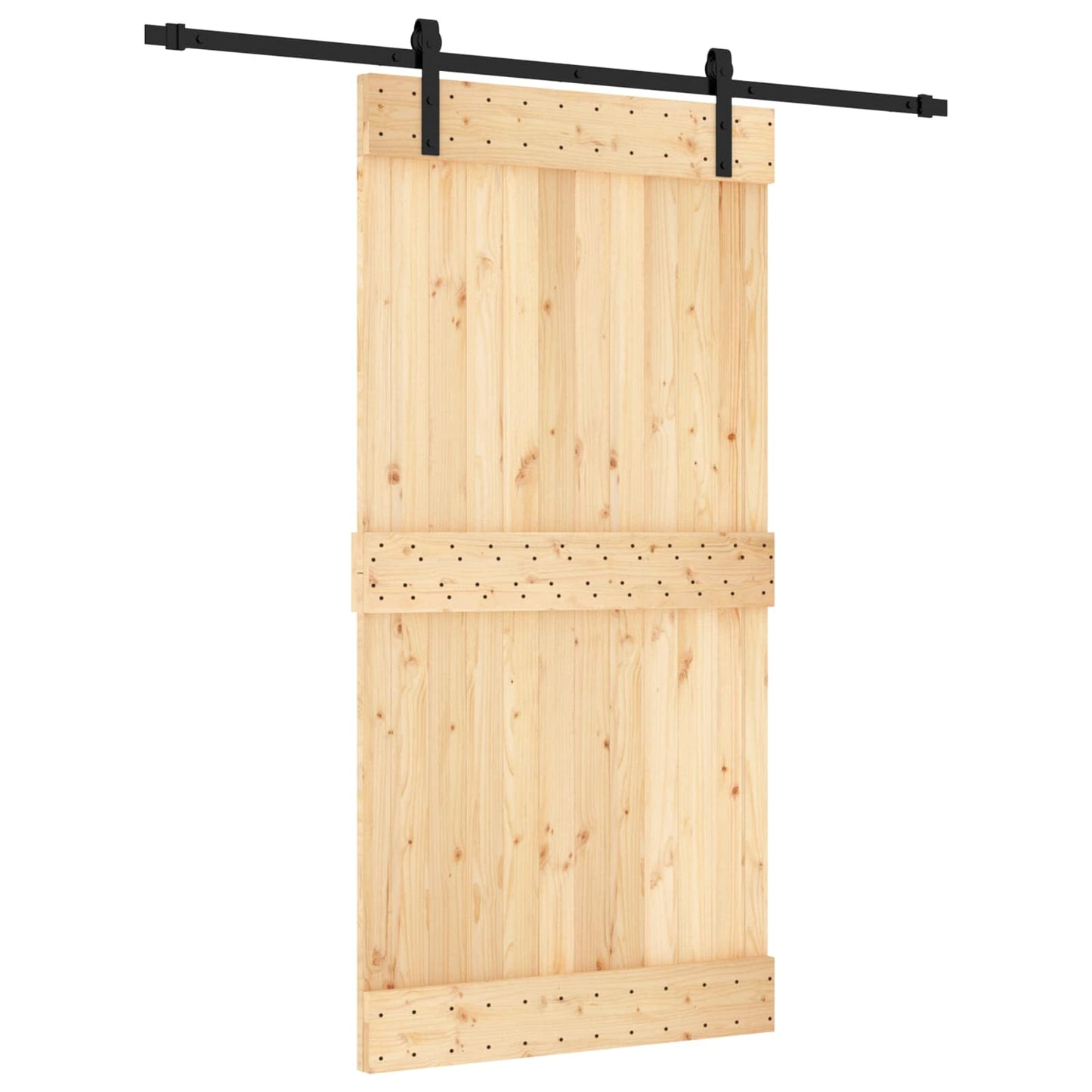 Skyvedør Naturlig og svart 100 x 210 cm Massiv Furu Tre