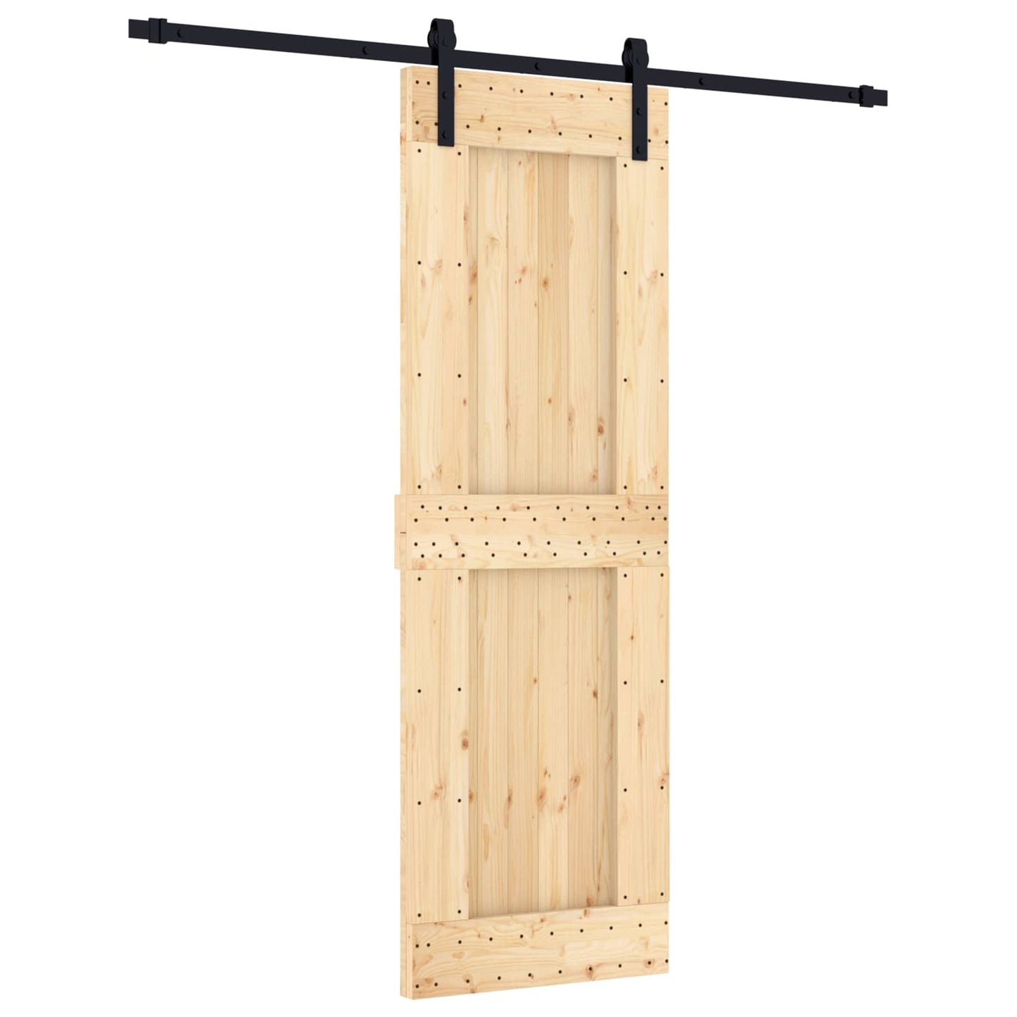 Skyvedør Naturlig og svart 70 x 210 cm Massiv Furu Tre