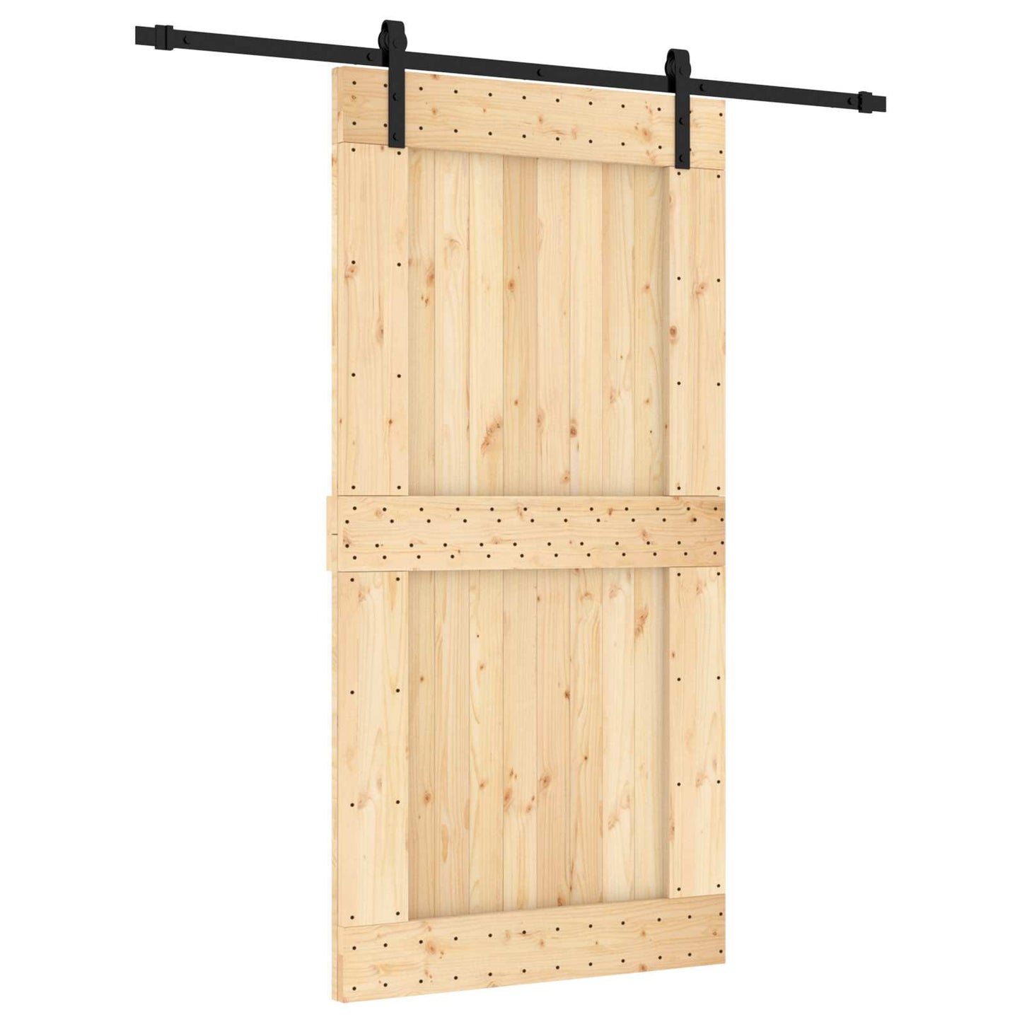 Skyvedør Naturlig og svart 100 x 210 cm Massiv Furu Tre
