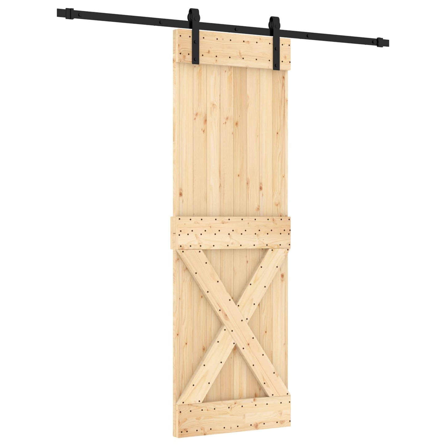 Skyvedør Naturlig og svart 70 x 210 cm Massiv Furu Tre