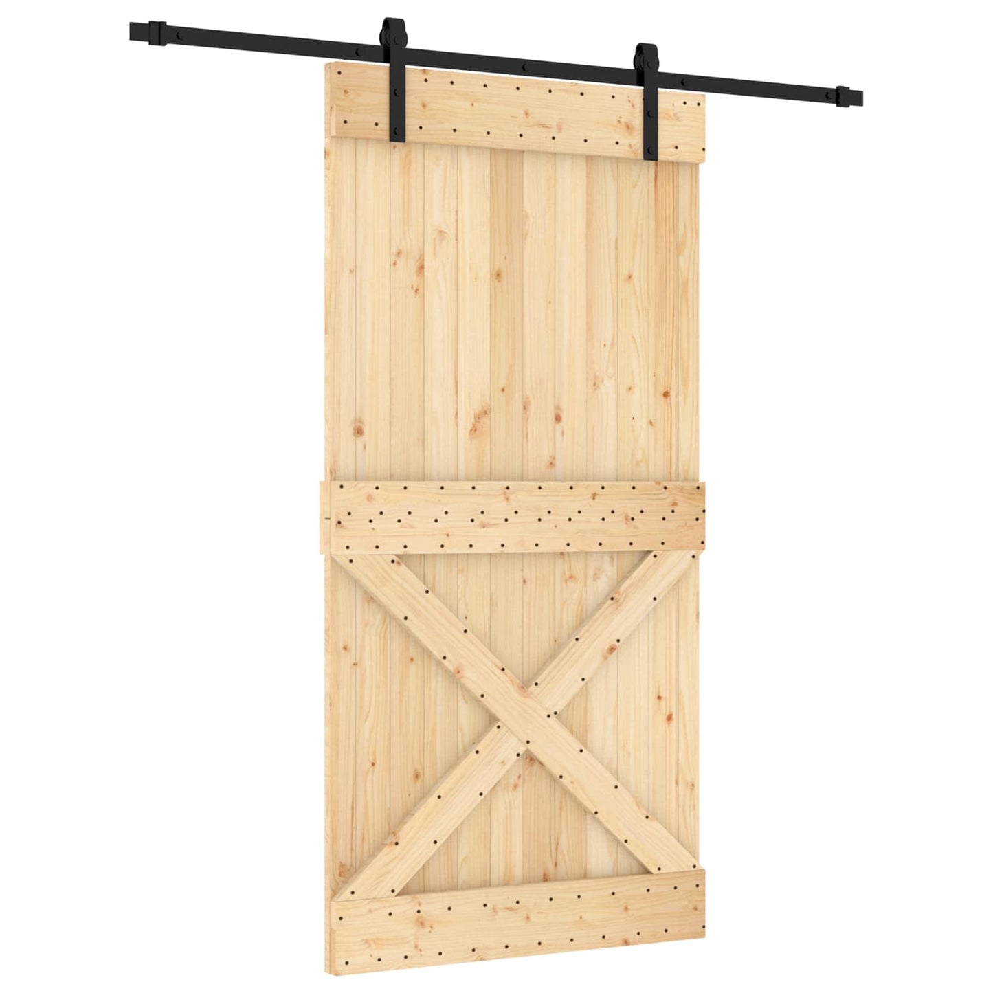 Skyvedør Naturlig og svart 100 x 210 cm Massiv Furu Tre