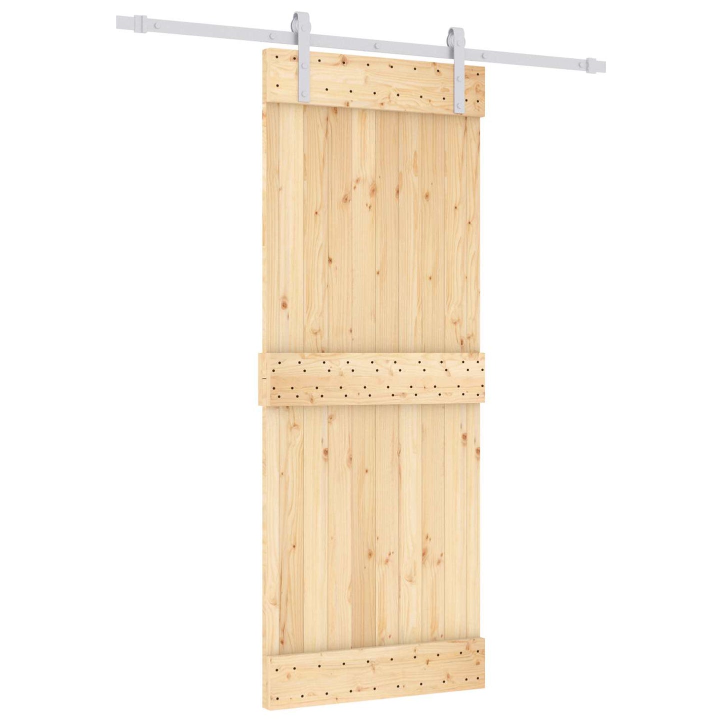 Skyvedør Naturlig og Hvit 80 x 210 cm Massiv Furu Tre