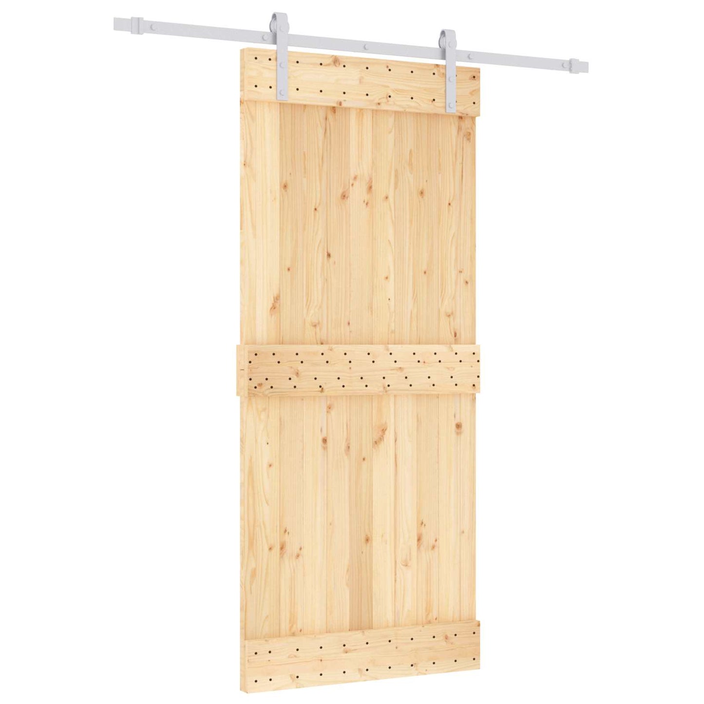 Skyvedør Naturlig og Hvit 90 x 210 cm Massiv Furu Tre