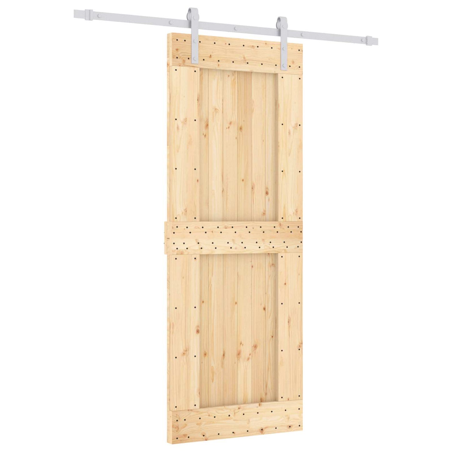 Skyvedør Naturlig og Hvit 80 x 210 cm Massiv Furu Tre