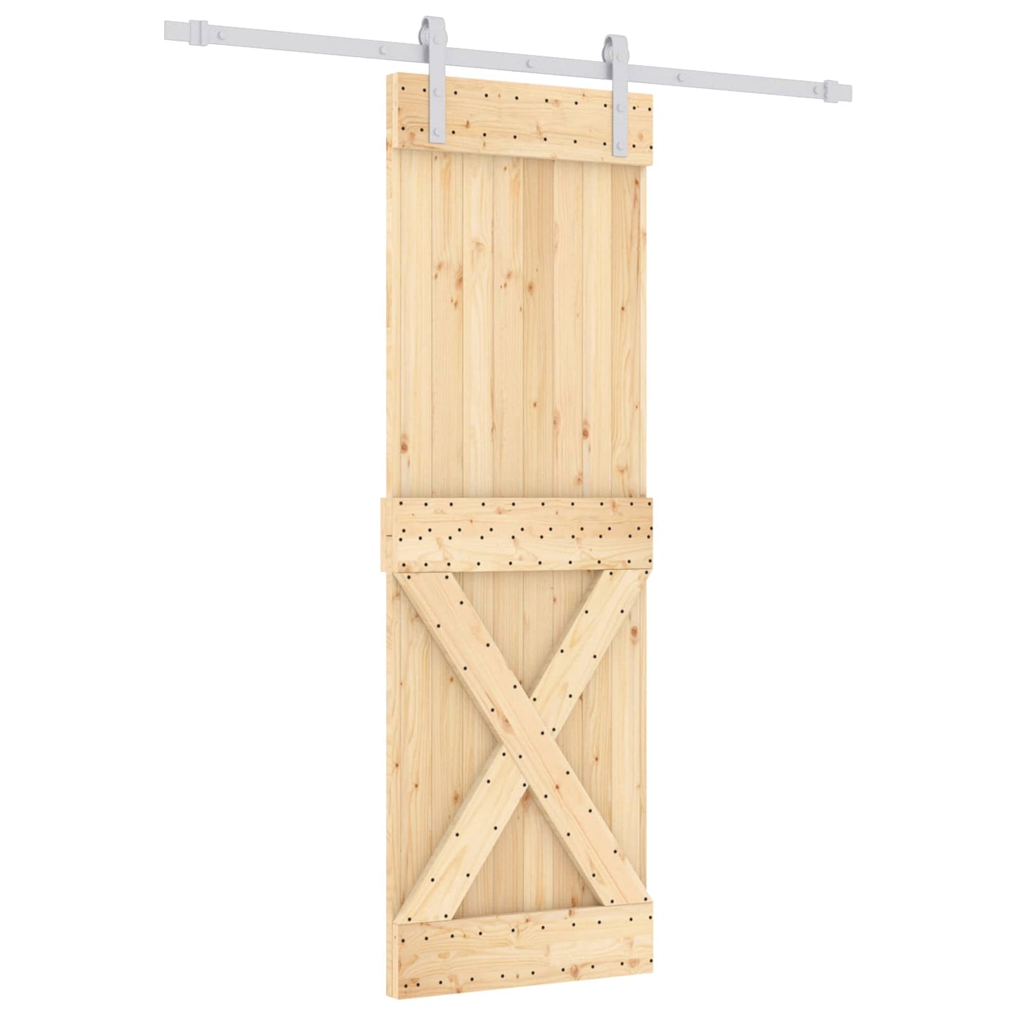 Skyvedør Naturlig og Hvit 70 x 210 cm Massiv Furu Tre