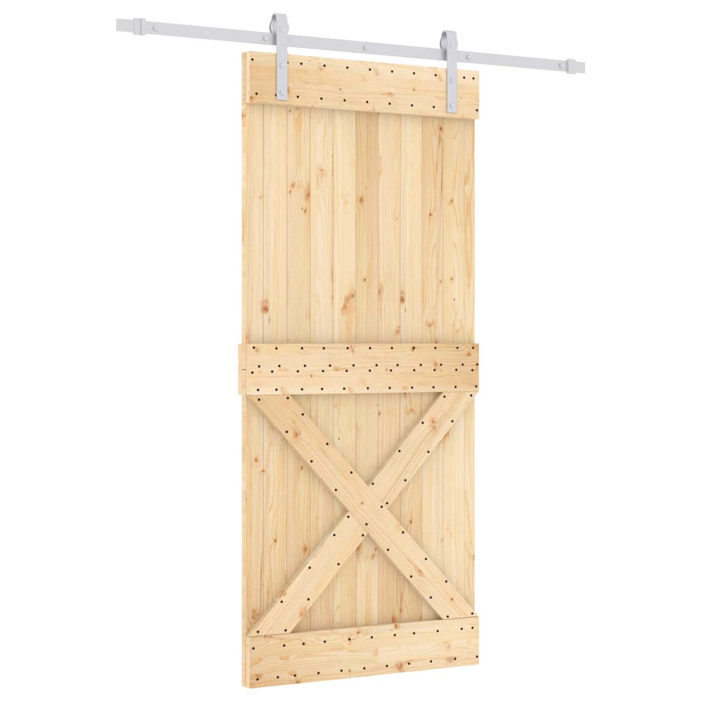 Skyvedør Naturlig og Hvit 90 x 210 cm Massiv Furu Tre