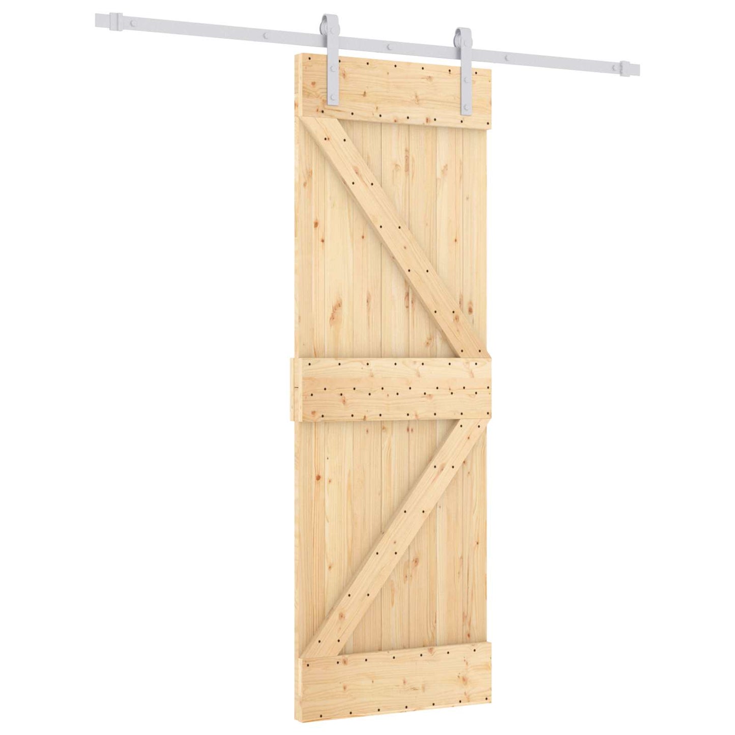 Skyvedør Naturlig og Hvit 70 x 210 cm Massiv Furu Tre