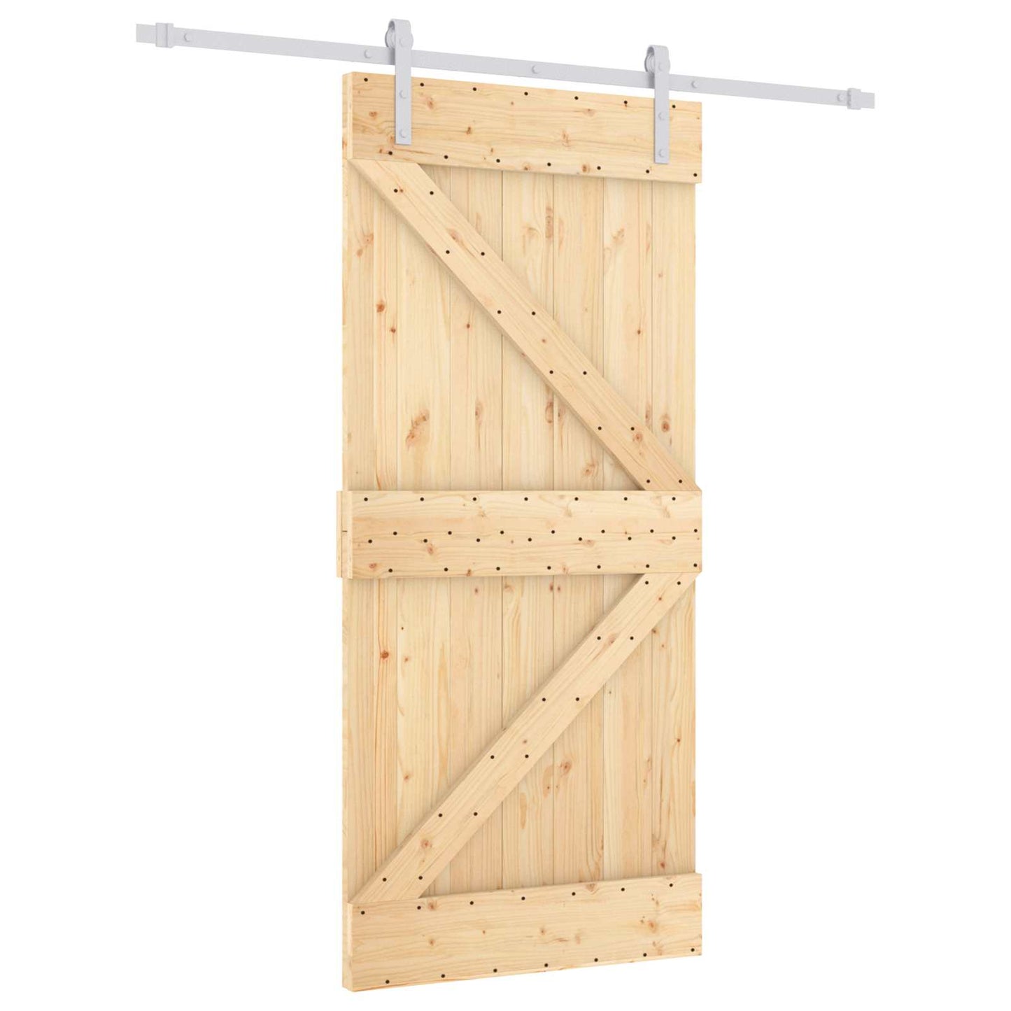 Skyvedør Naturlig og Hvit 95 x 210 cm Massiv Furu Tre