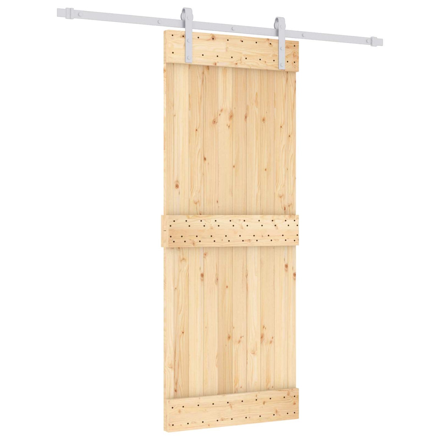 Skyvedør Naturlig og Hvit 80 x 210 cm Massiv Furu Tre