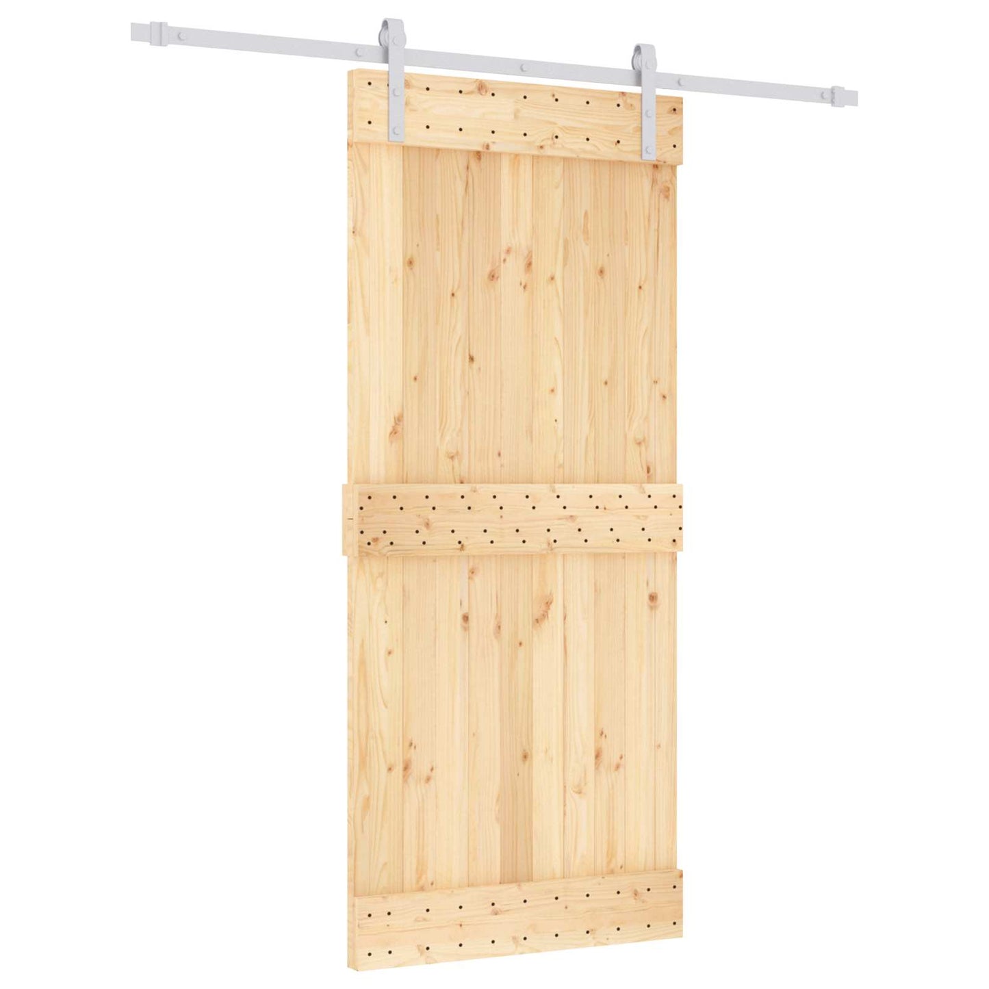 Skyvedør Naturlig og Hvit 90 x 210 cm Massiv Furu Tre