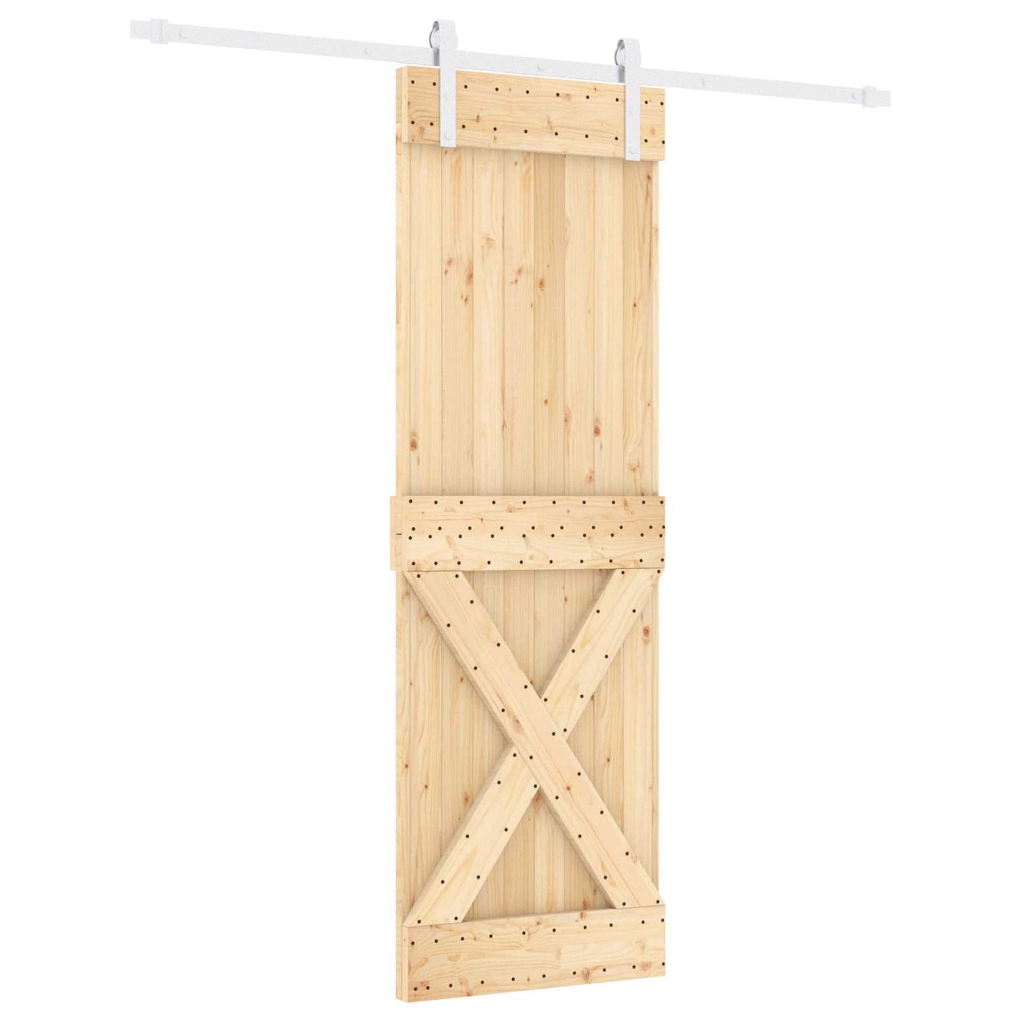 Skyvedør Naturlig og Hvit 70 x 210 cm Massiv Furu Tre