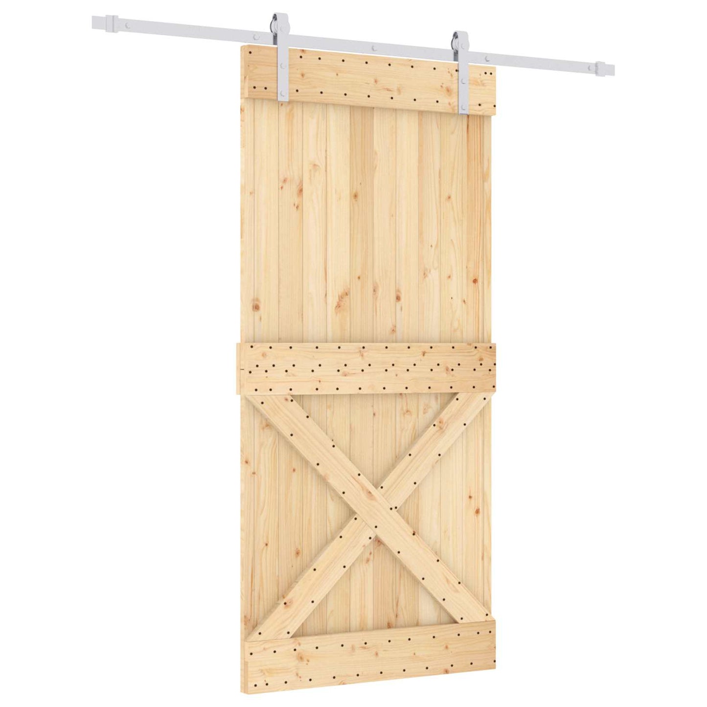 Skyvedør Naturlig og Hvit 95 x 210 cm Massiv Furu Tre
