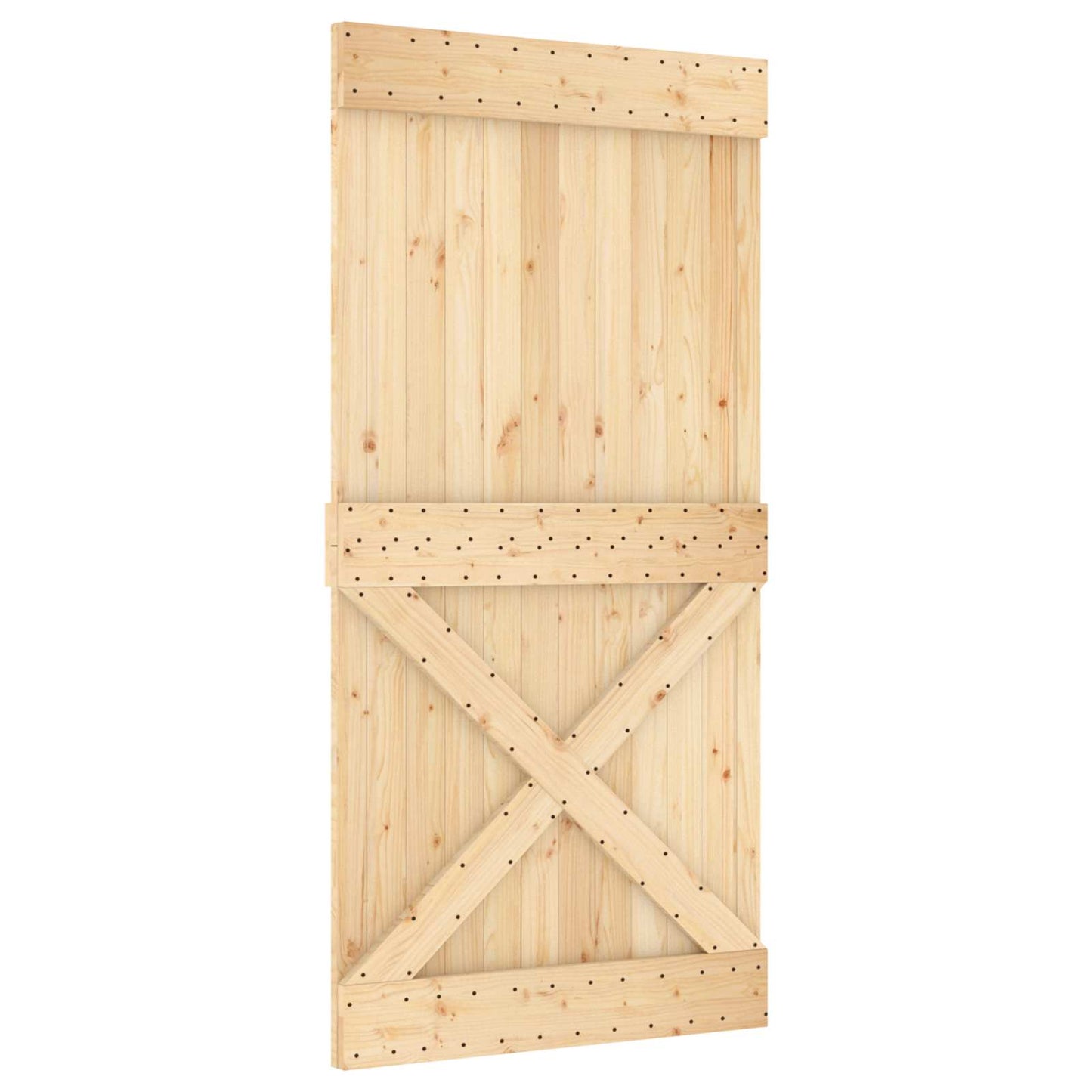 Skyvedør Naturlig og Hvit 100 x 210 cm Massiv Furu Tre