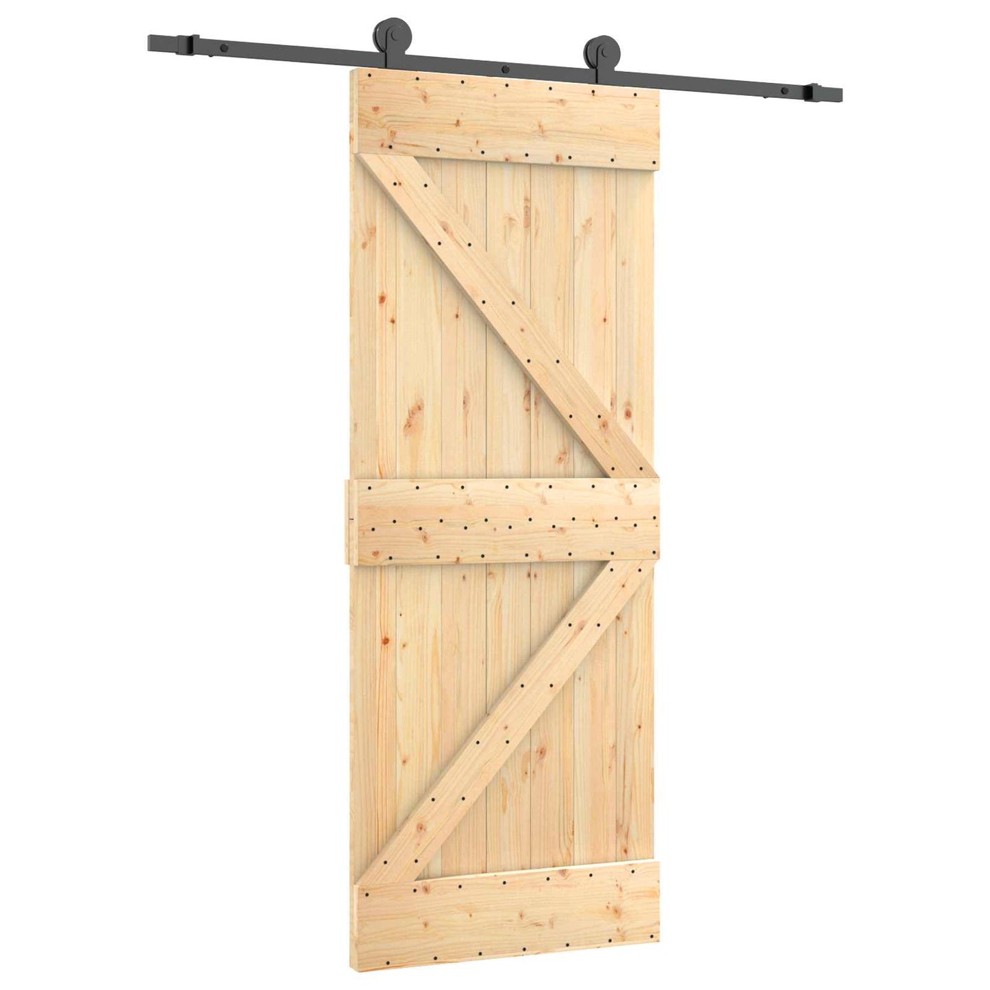 Skyvedør Naturlig og svart 85 x 210 cm Massiv Furu Tre