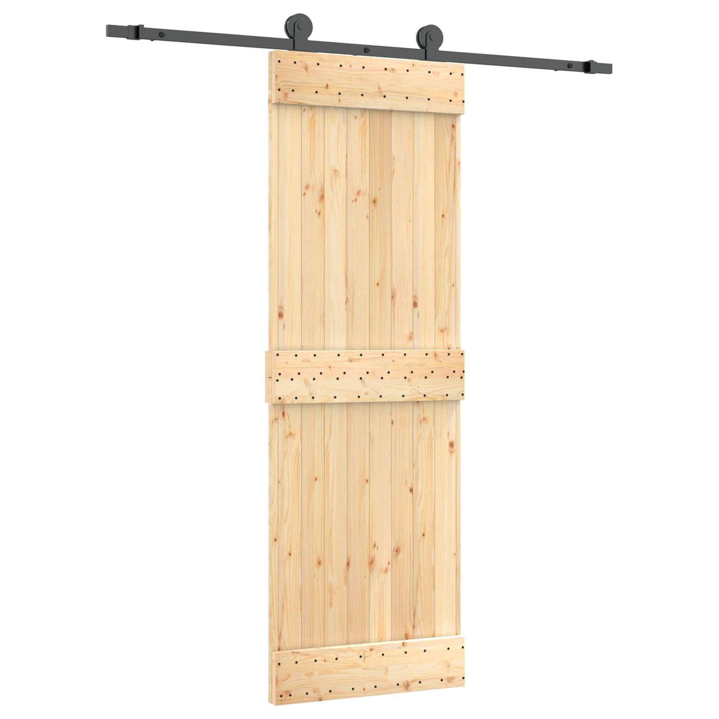 Skyvedør Naturlig og svart 70 x 210 cm Massiv Furu Tre