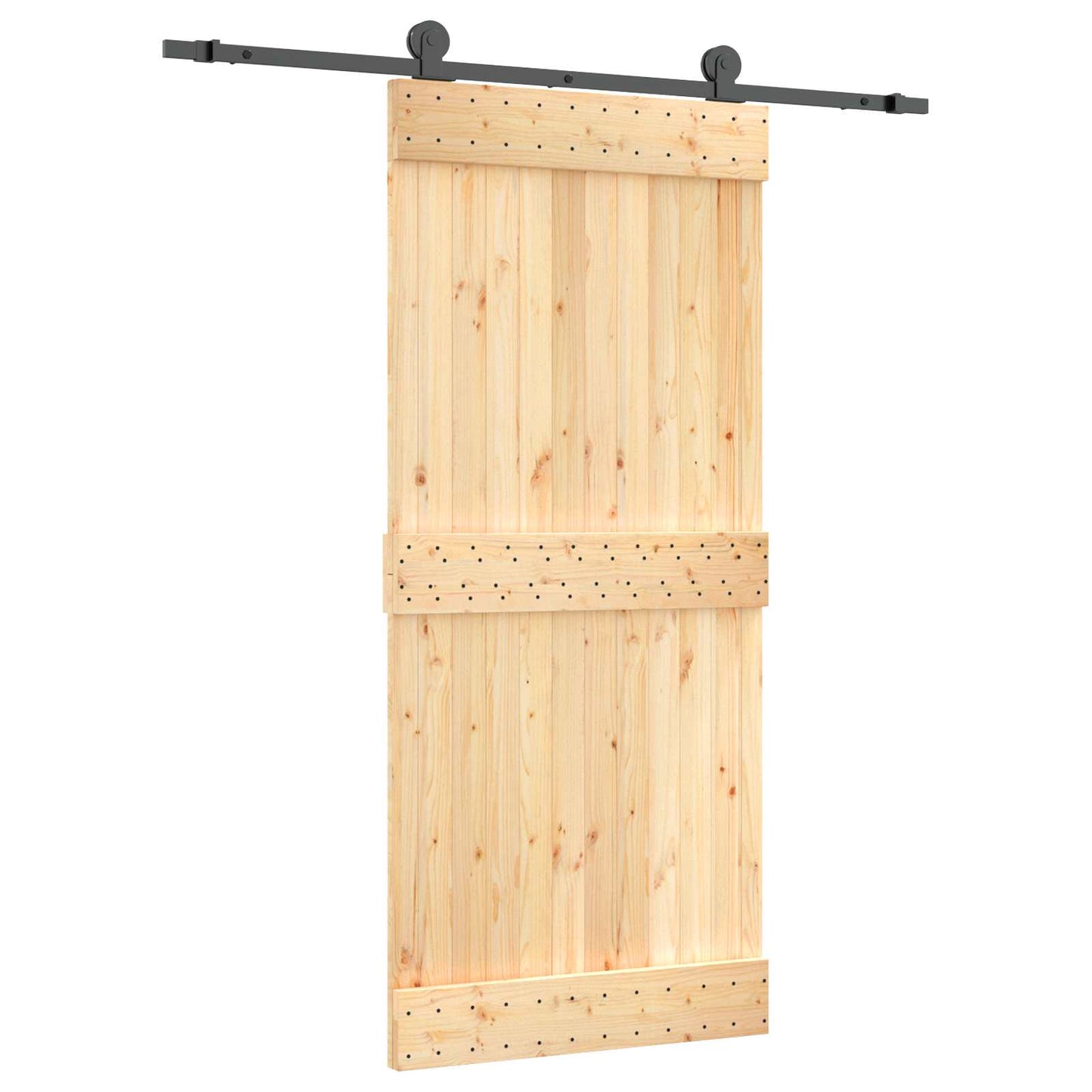 Skyvedør Naturlig og svart 90 x 210 cm Massiv Furu Tre