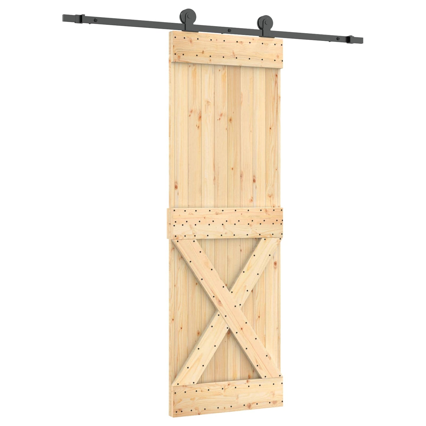 Skyvedør Naturlig og svart 70 x 210 cm Massiv Furu Tre