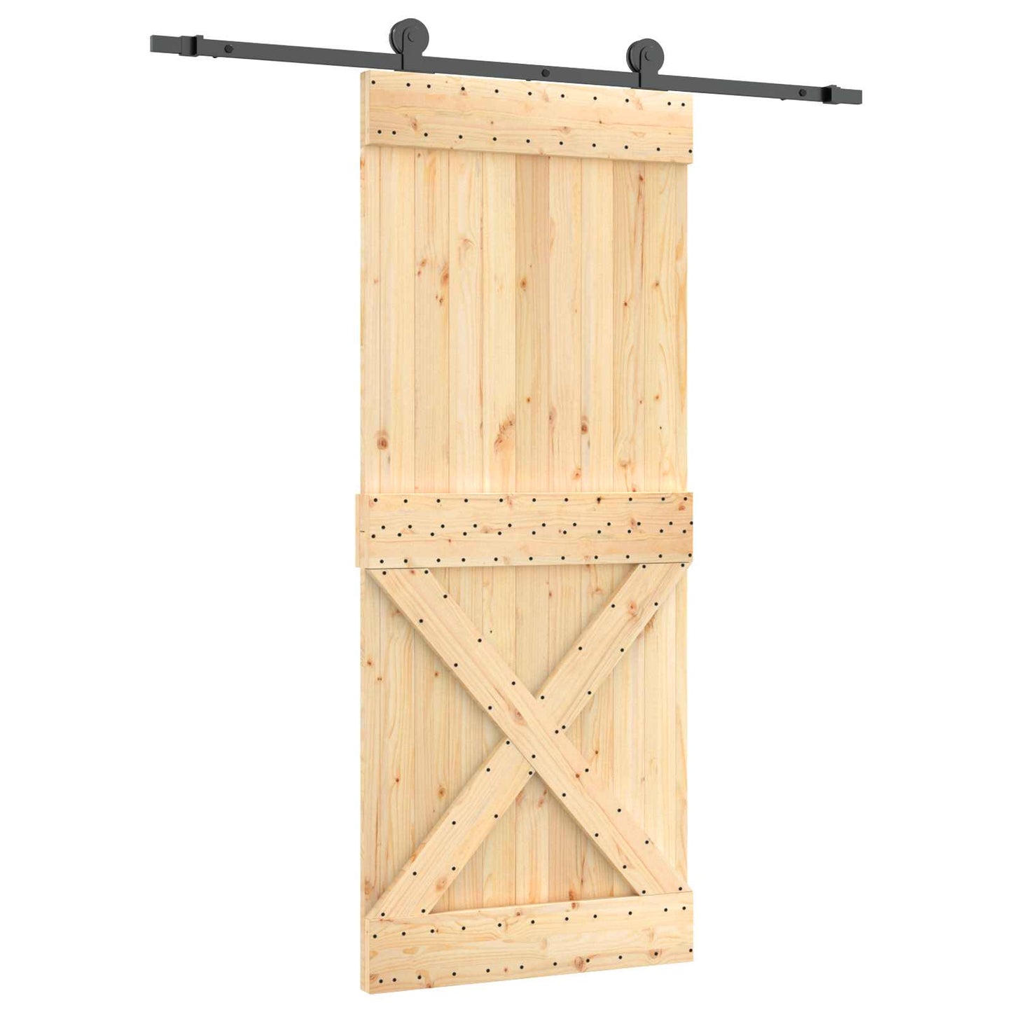Skyvedør Naturlig og svart 85 x 210 cm Massiv Furu Tre