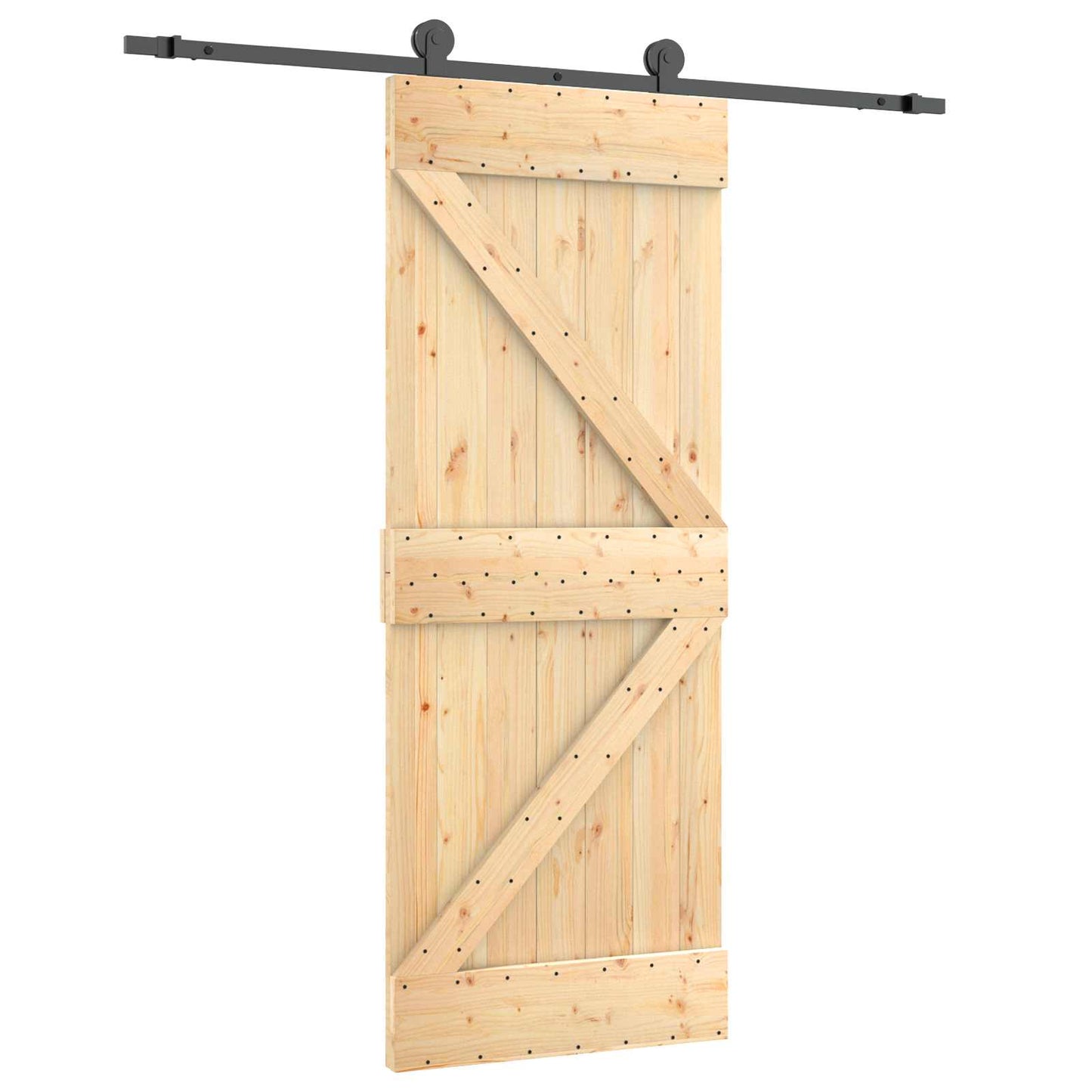 Skyvedør Naturlig og svart 70 x 210 cm Massiv Furu Tre