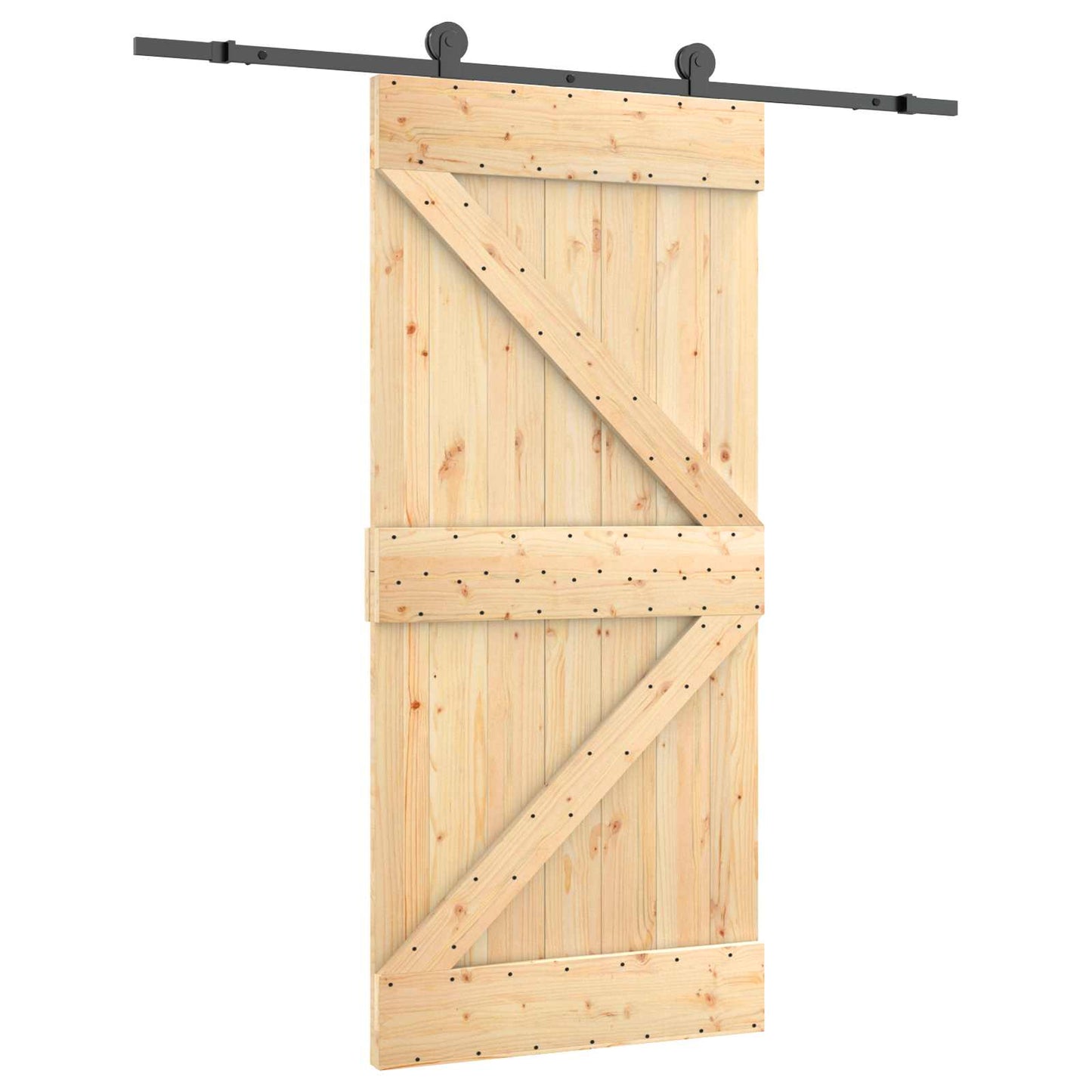 Skyvedør Naturlig og svart 95 x 210 cm Massiv Furu Tre