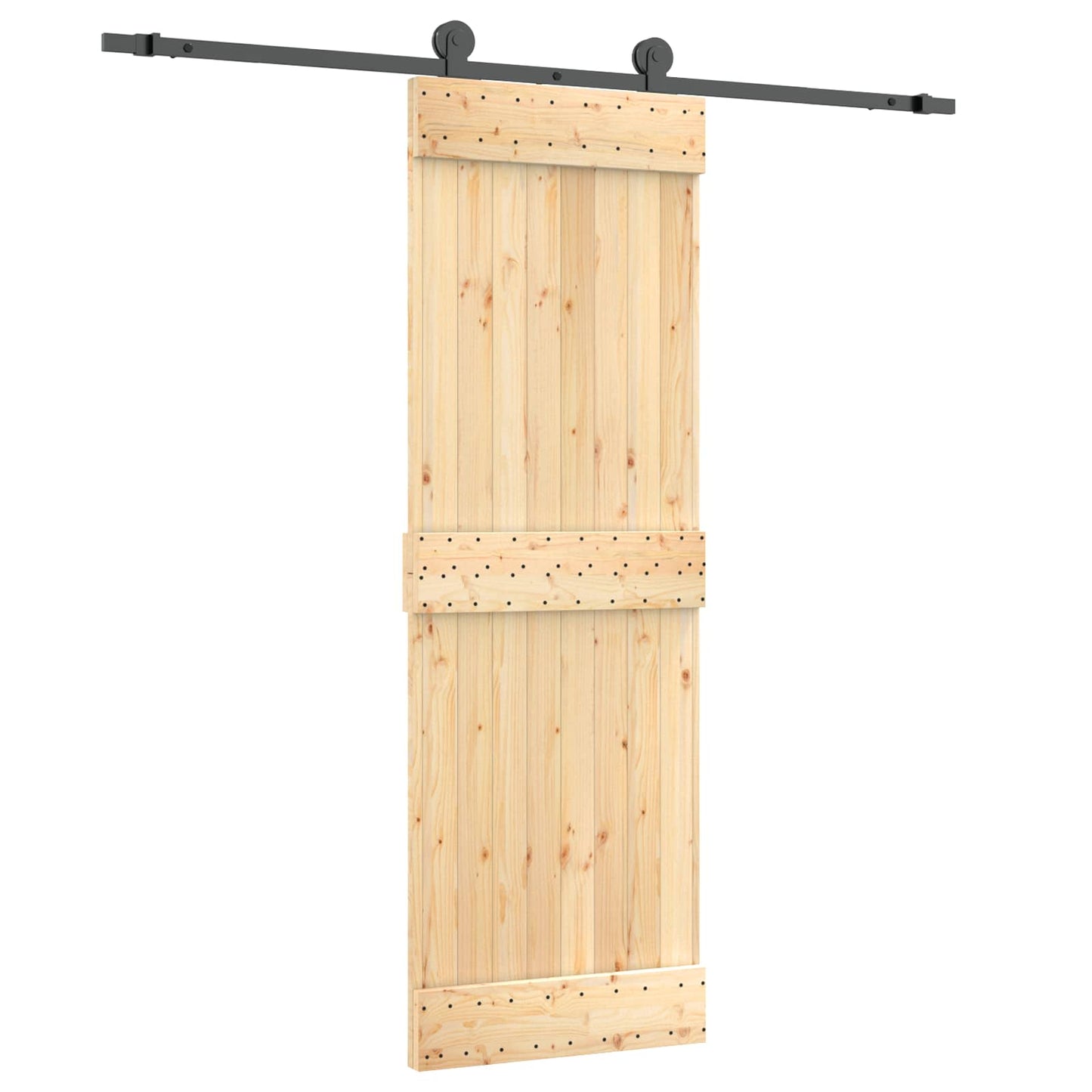 Skyvedør Naturlig og svart 70 x 210 cm Massiv Furu Tre