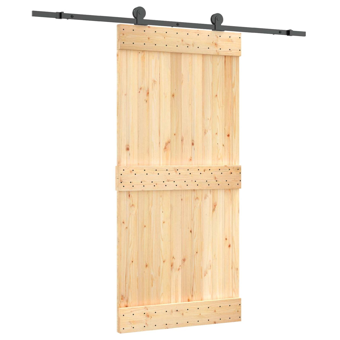 Skyvedør Naturlig og svart 95 x 210 cm Massiv Furu Tre