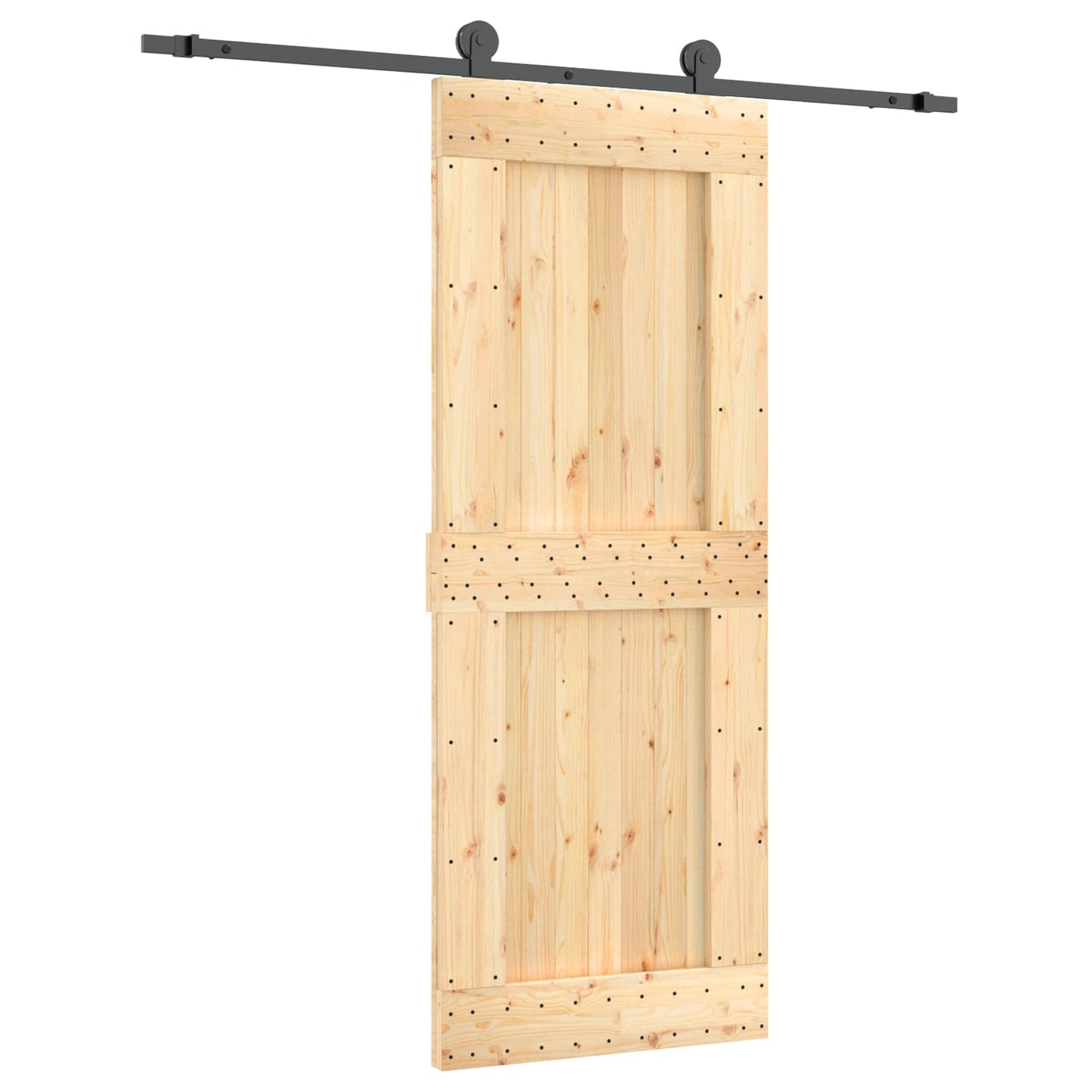 Skyvedør Naturlig og svart 80 x 210 cm Massiv Furu Tre