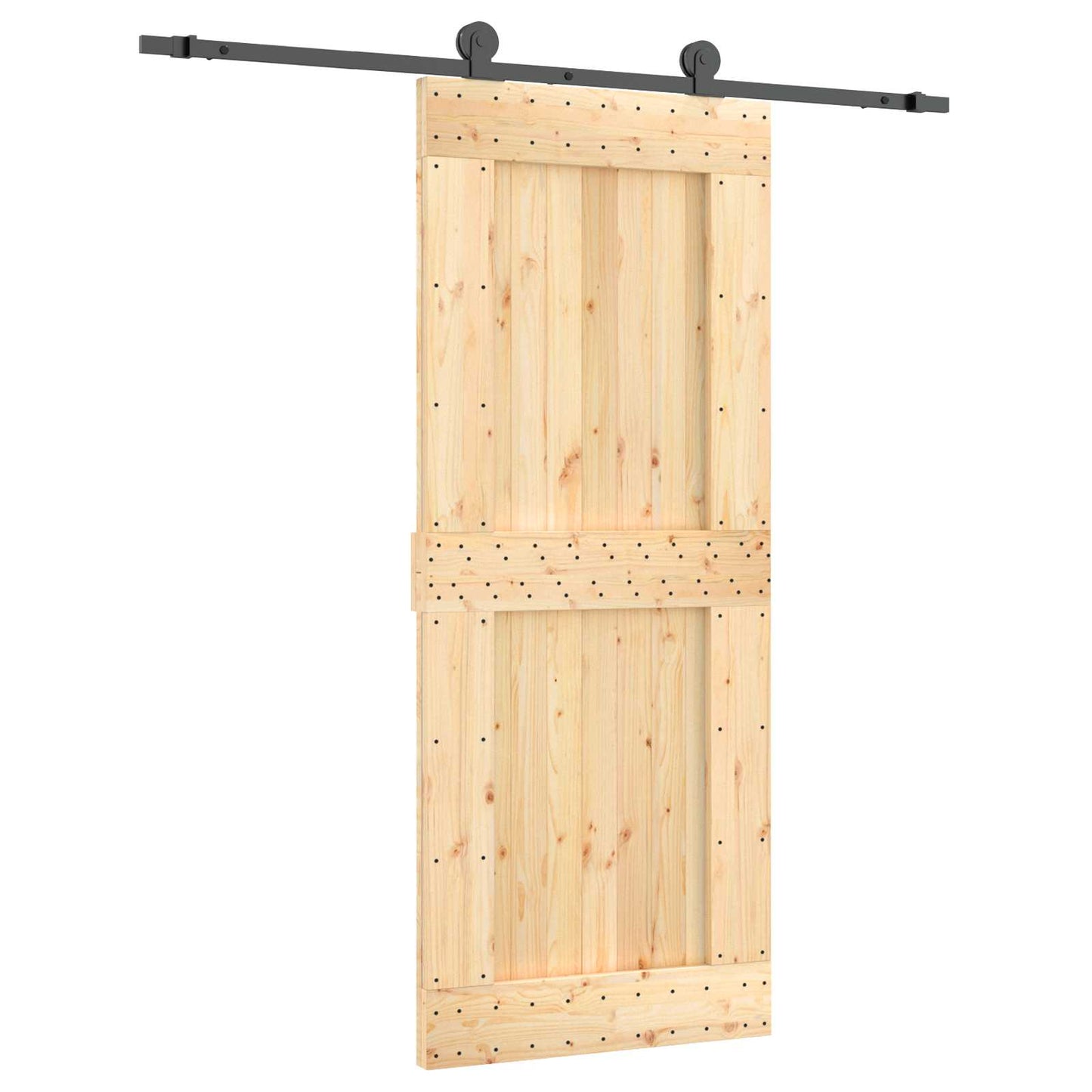 Skyvedør Naturlig og svart 85 x 210 cm Massiv Furu Tre