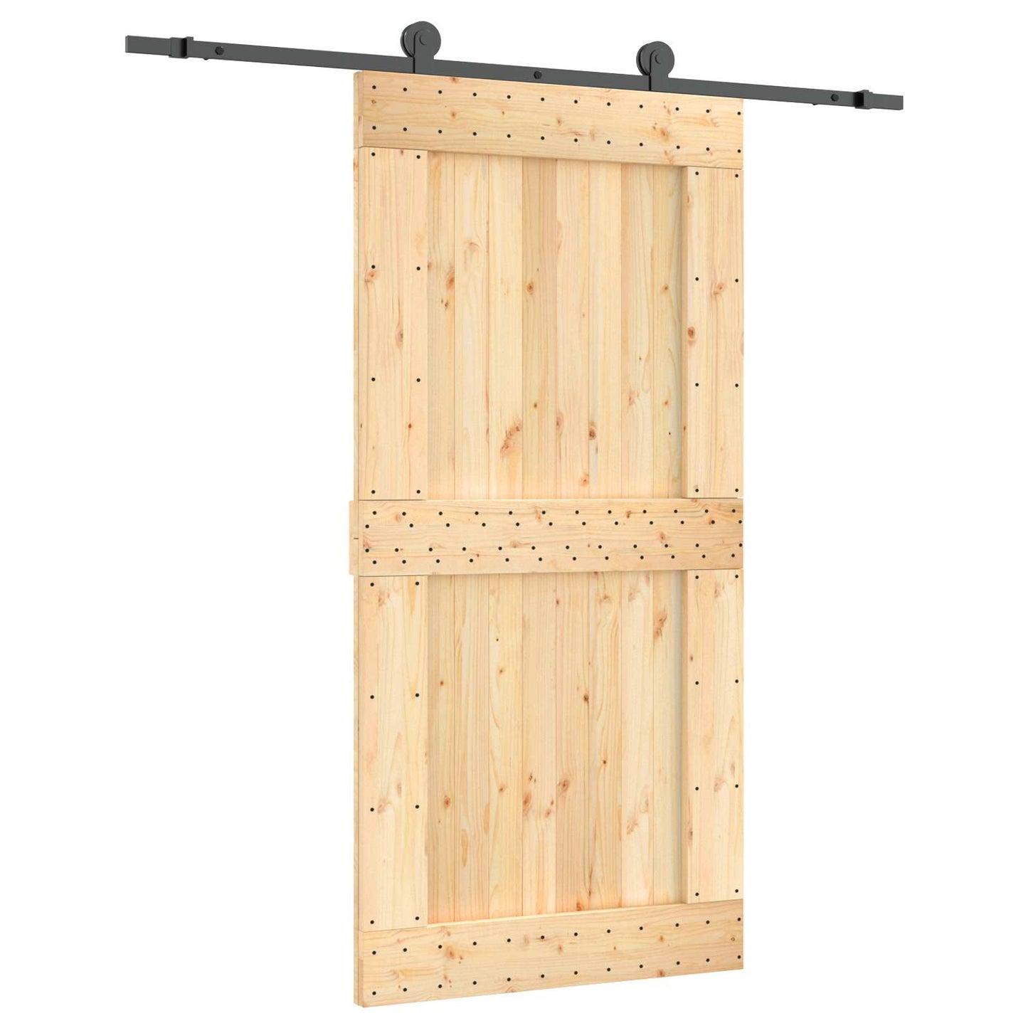 Skyvedør Naturlig og svart 100 x 210 cm Massiv Furu Tre
