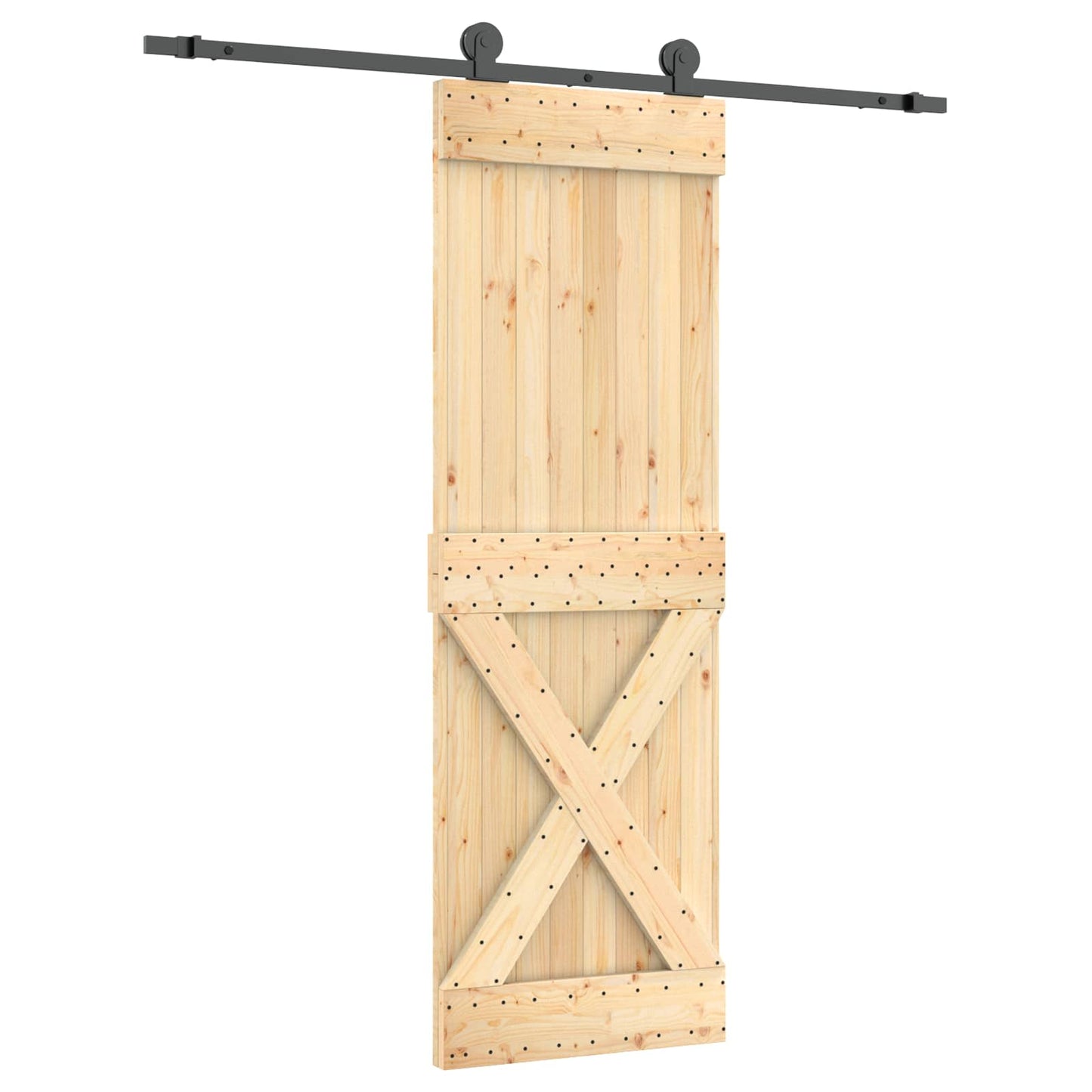 Skyvedør Naturlig og svart 70 x 210 cm Massiv Furu Tre