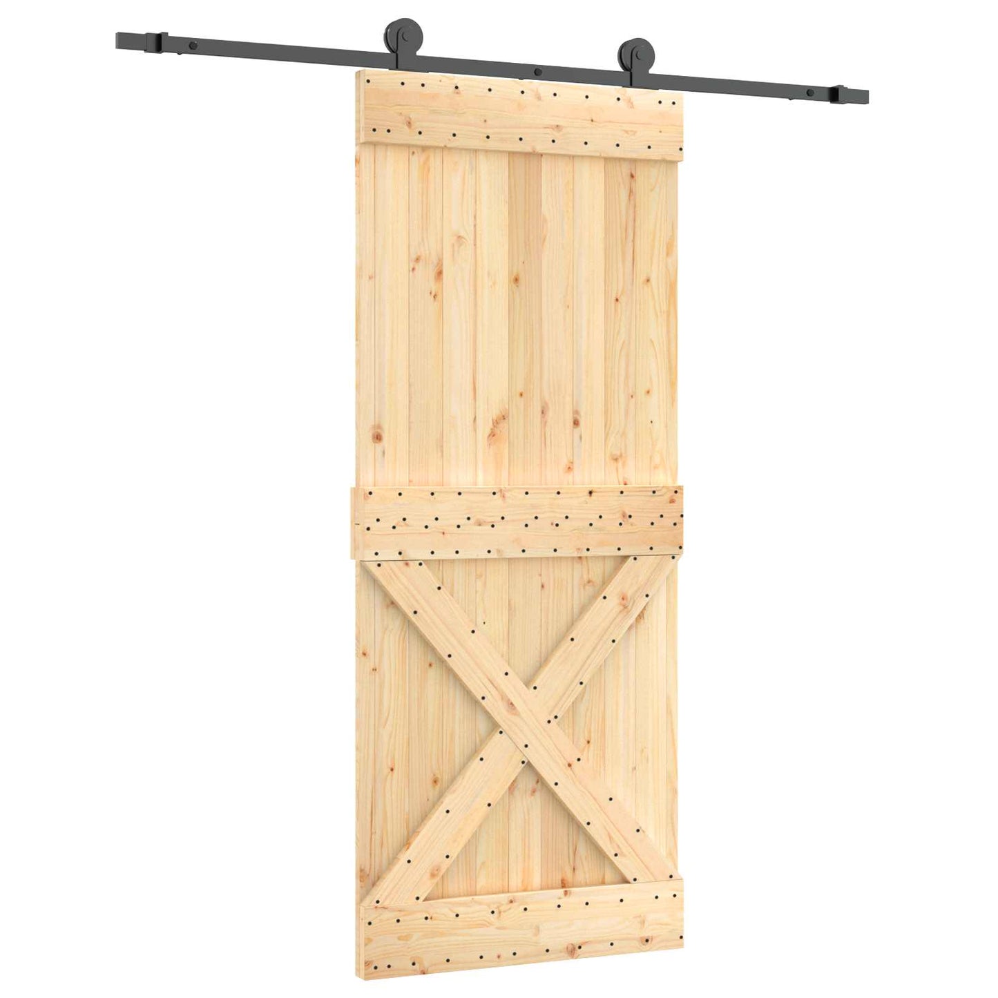 Skyvedør Naturlig og svart 85 x 210 cm Massiv Furu Tre