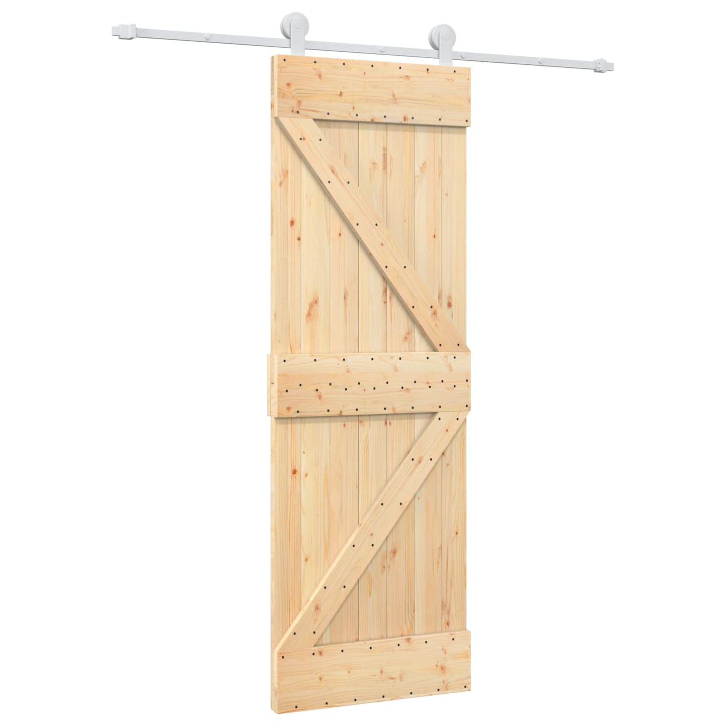 Skyvedør Naturlig og Hvit 70 x 210 cm Massiv Furu Tre