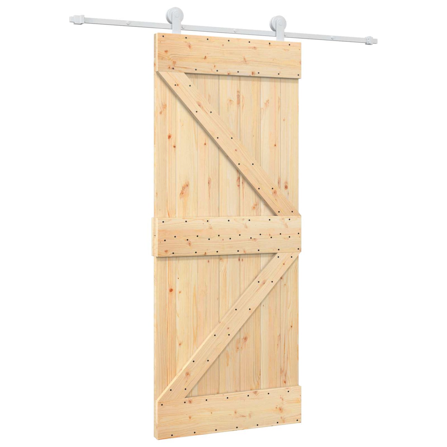 Skyvedør Naturlig og Hvit 85 x 210 cm Massiv Furu Tre