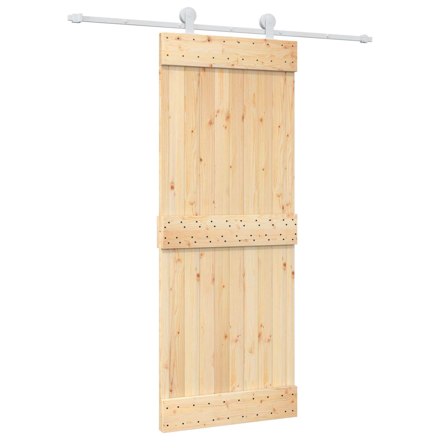 Skyvedør Naturlig og Hvit 80 x 210 cm Massiv Furu Tre