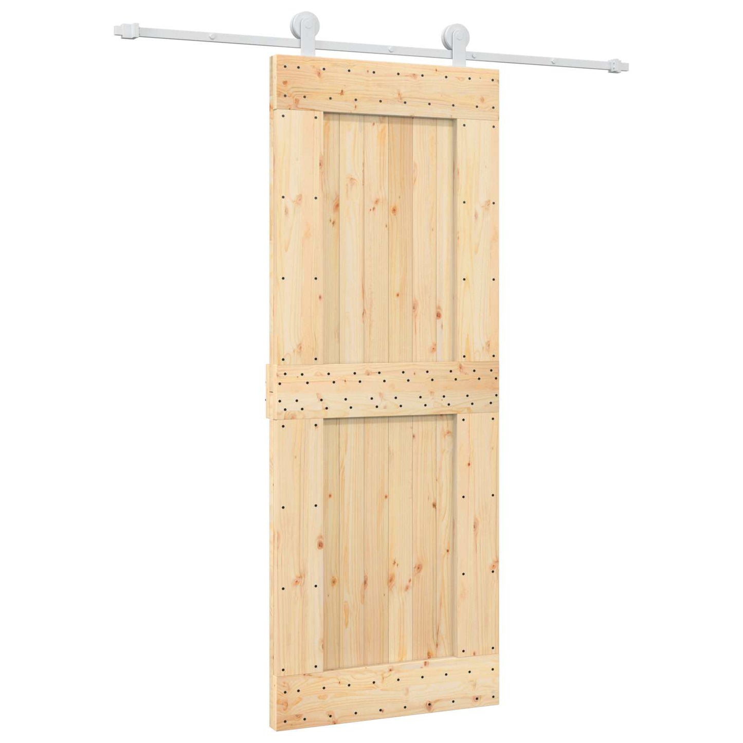 Skyvedør Naturlig og Hvit 80 x 210 cm Massiv Furu Tre