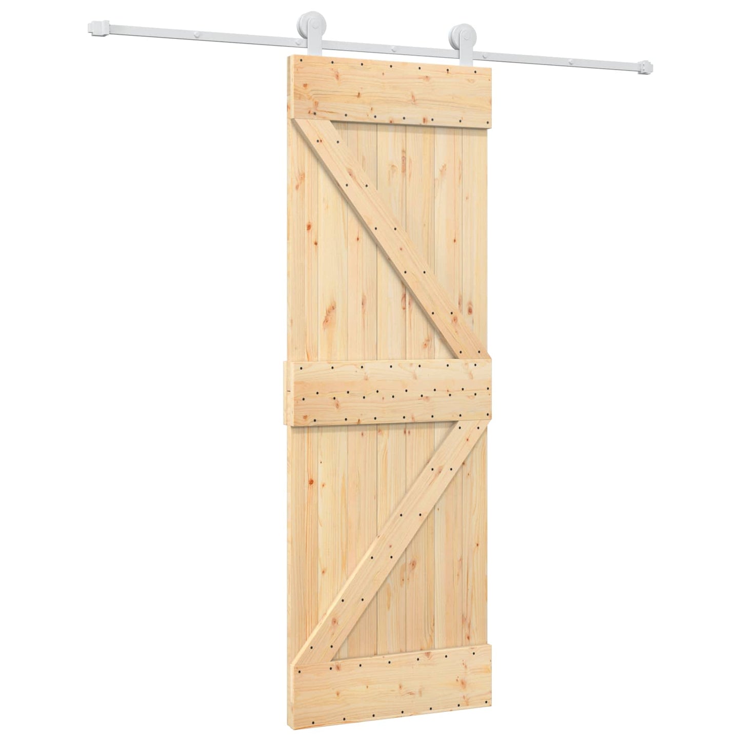Skyvedør Naturlig og Hvit 70 x 210 cm Massiv Furu Tre