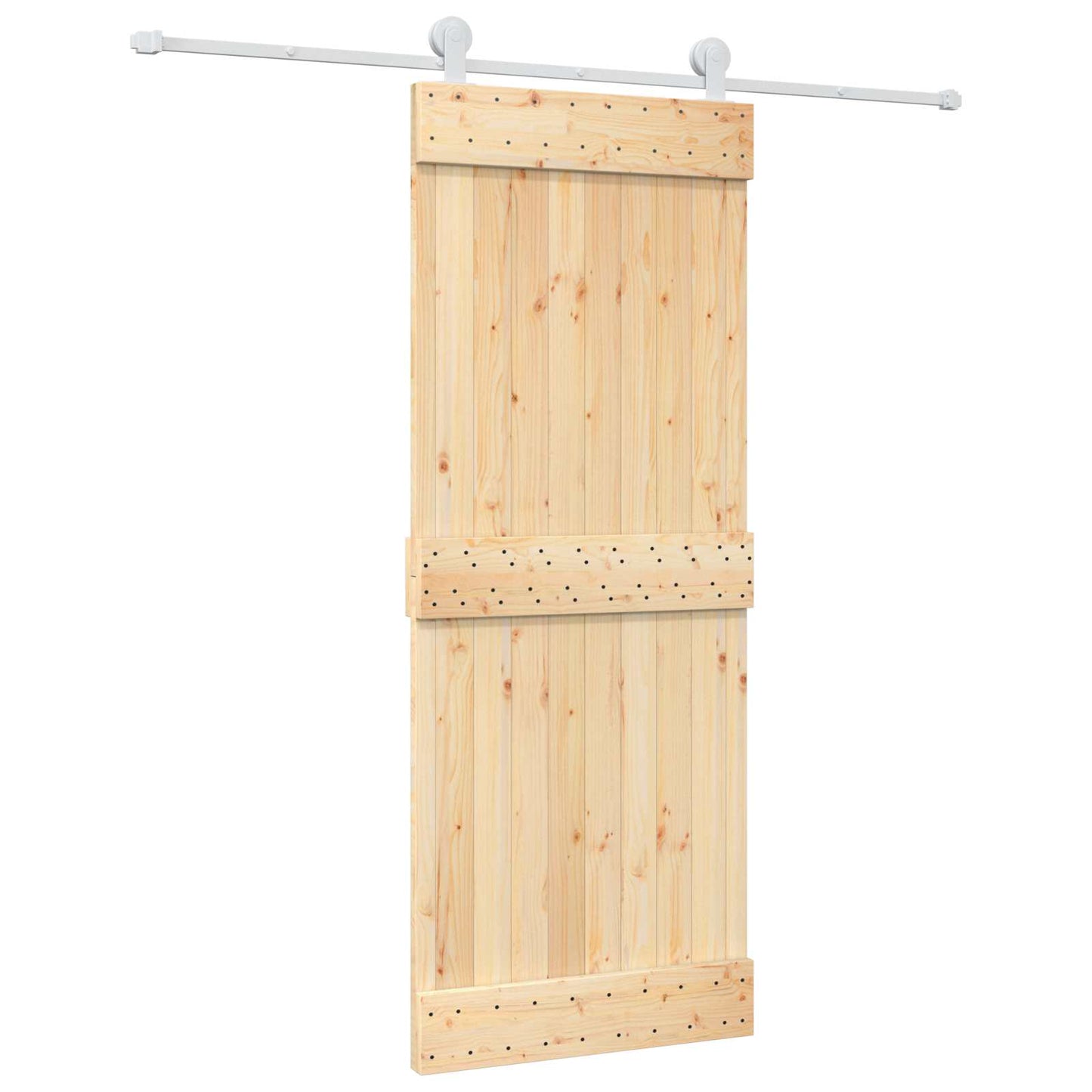 Skyvedør Naturlig og Hvit 80 x 210 cm Massiv Furu Tre