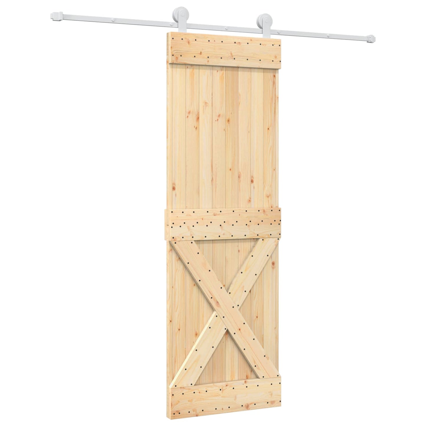 Skyvedør Naturlig og Hvit 70 x 210 cm Massiv Furu Tre