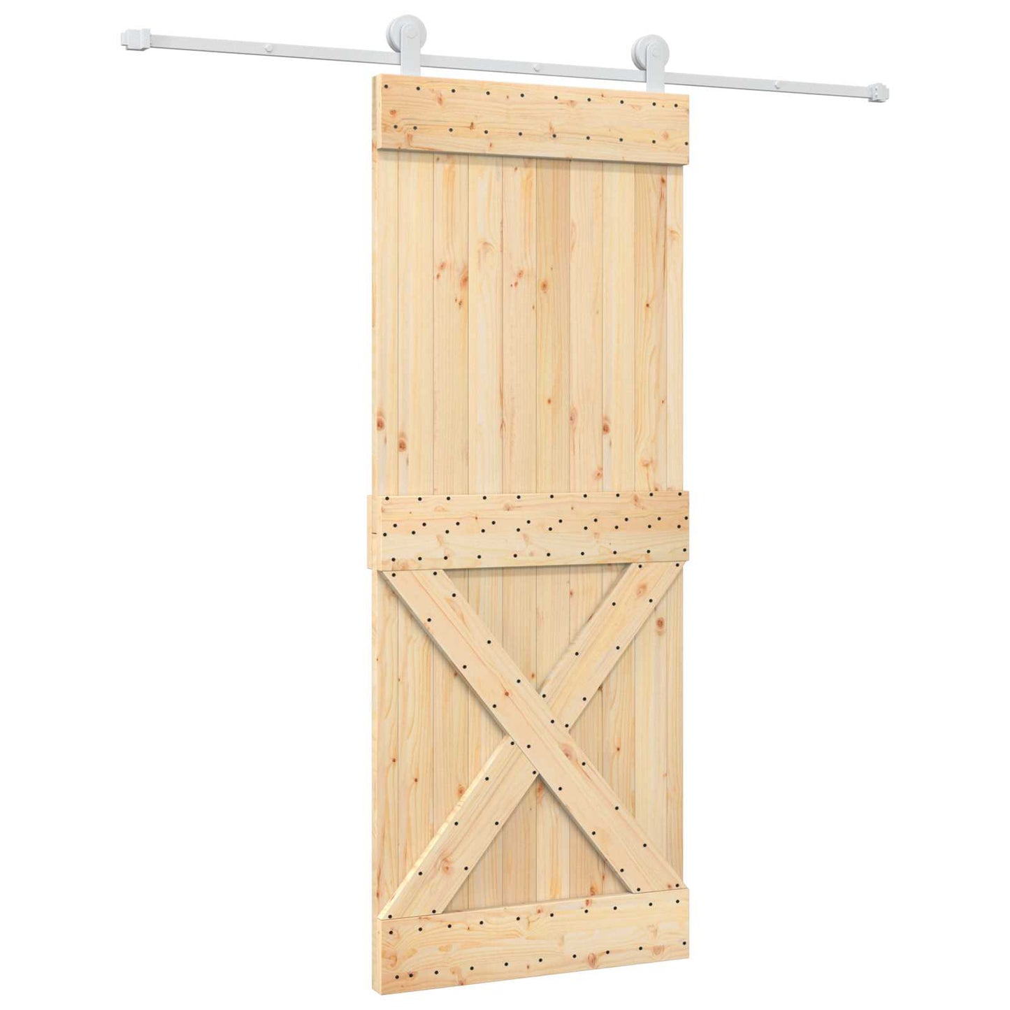 Skyvedør Naturlig og Hvit 80 x 210 cm Massiv Furu Tre