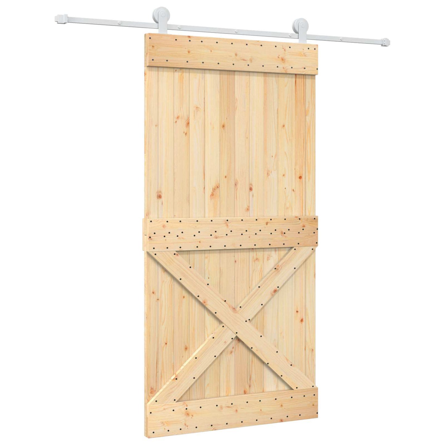 Skyvedør Naturlig og Hvit 100 x 210 cm Massiv Furu Tre