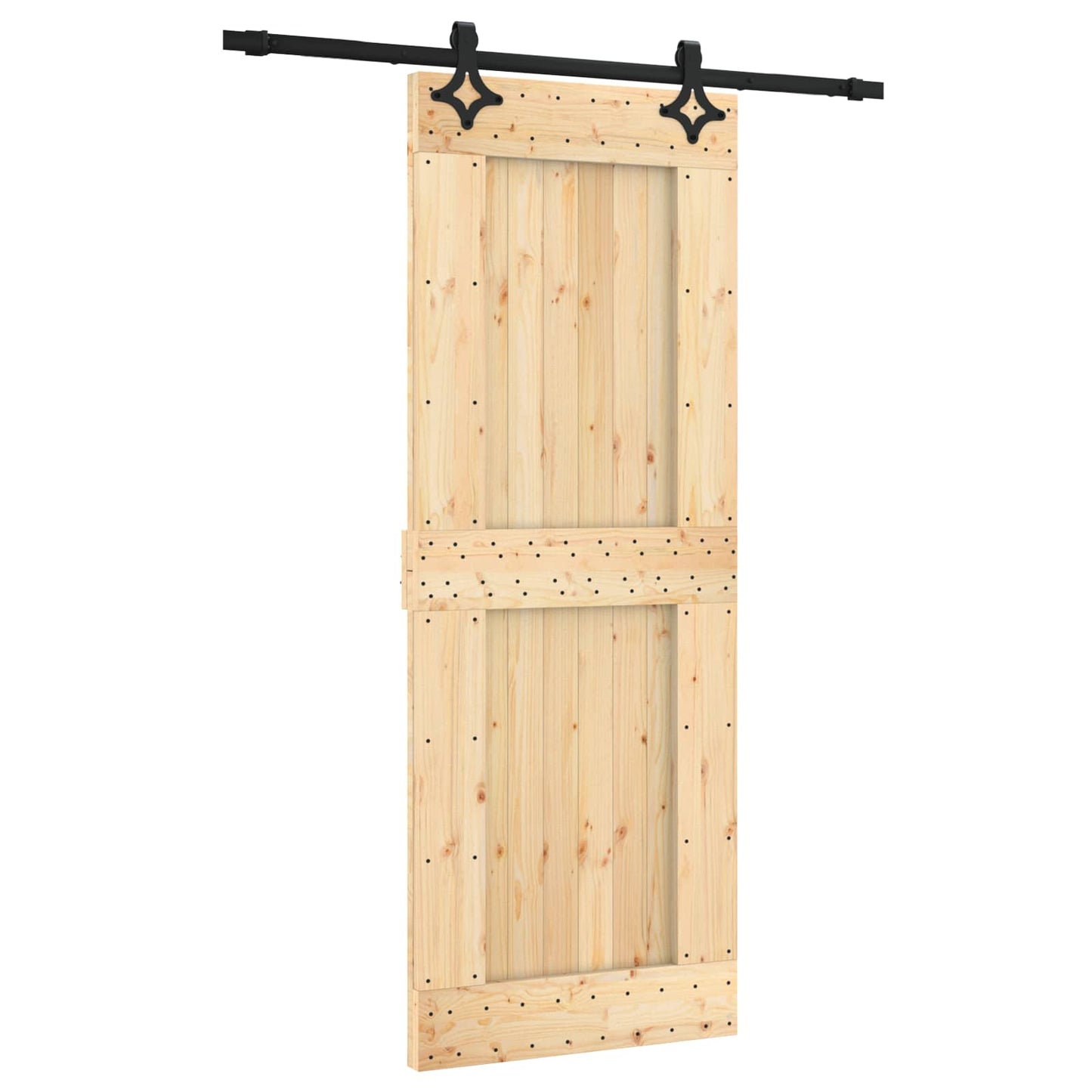 Skyvedør Naturlig og svart 80 x 210 cm Massiv Furu Tre