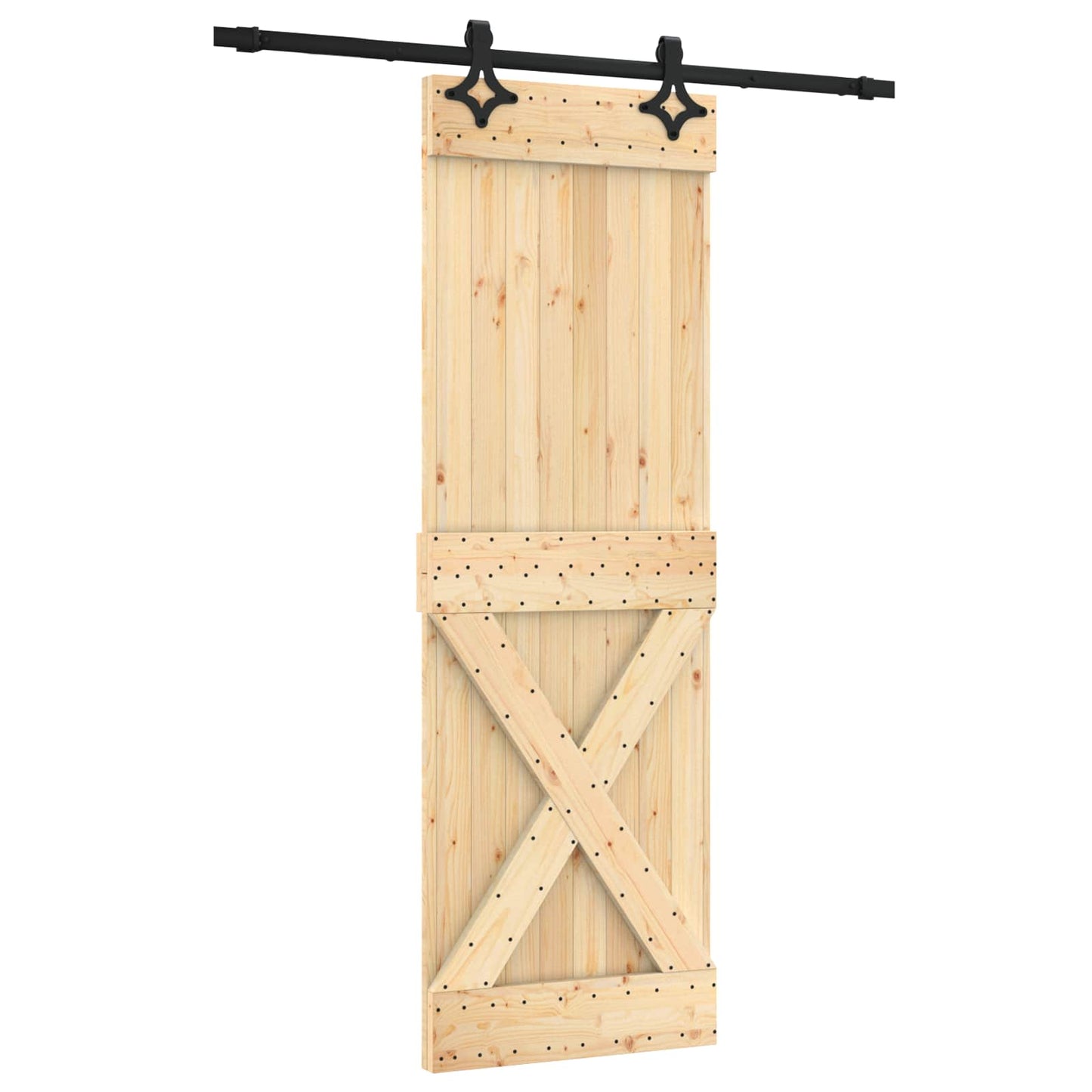 Skyvedør Naturlig og svart 70 x 210 cm Massiv Furu Tre