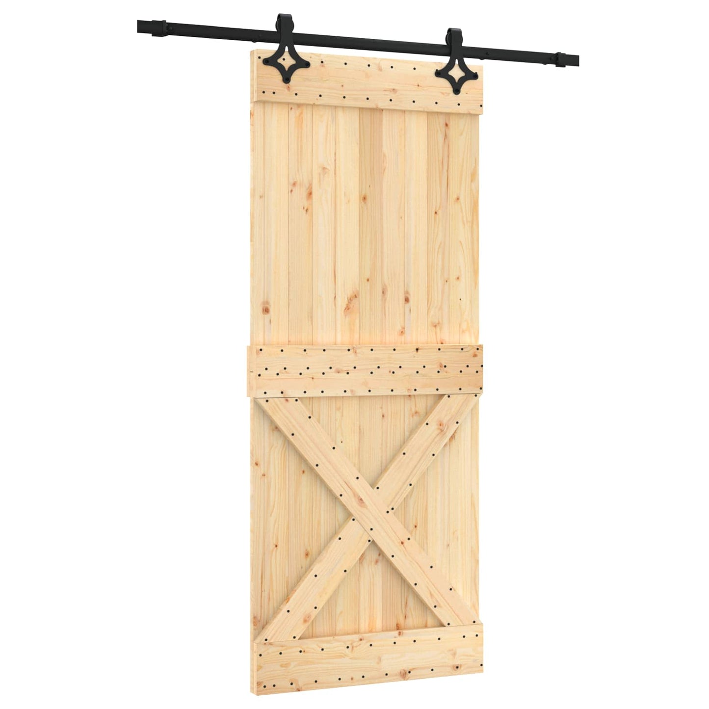 Skyvedør Naturlig og svart 85 x 210 cm Massiv Furu Tre