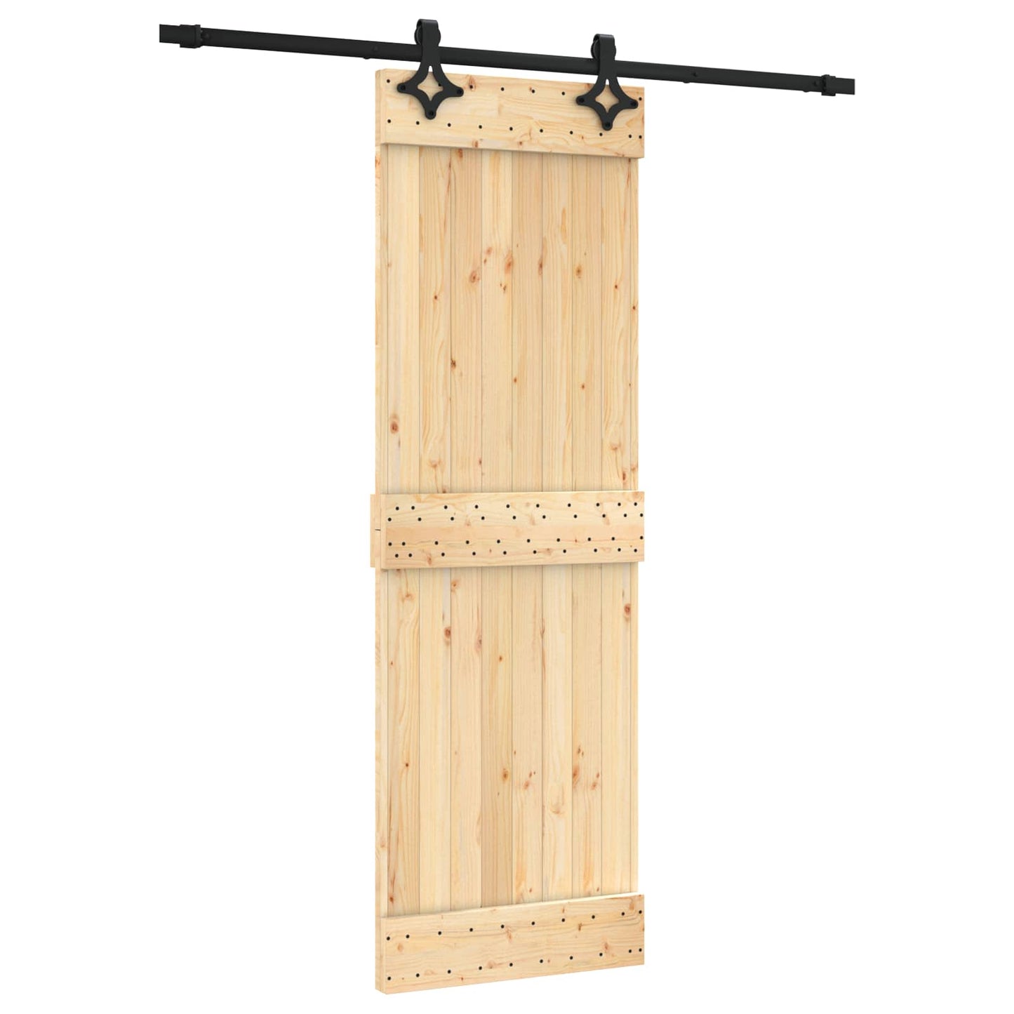 Skyvedør Naturlig og svart 70 x 210 cm Massiv Furu Tre