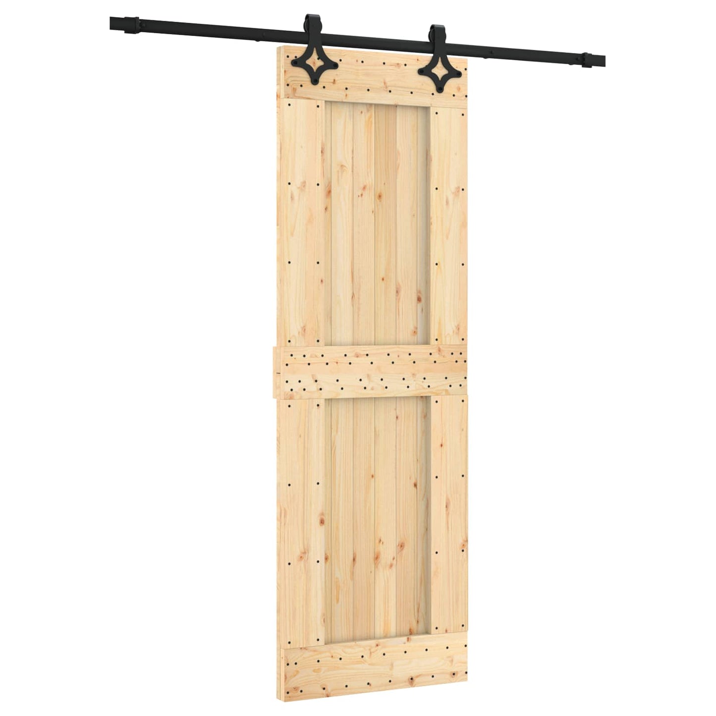 Skyvedør Naturlig og svart 70 x 210 cm Massiv Furu Tre
