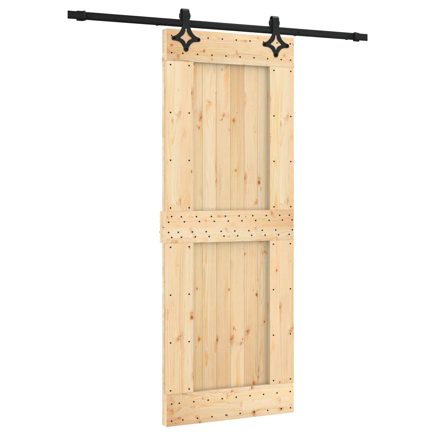 Skyvedør Naturlig og svart 80 x 210 cm Massiv Furu Tre