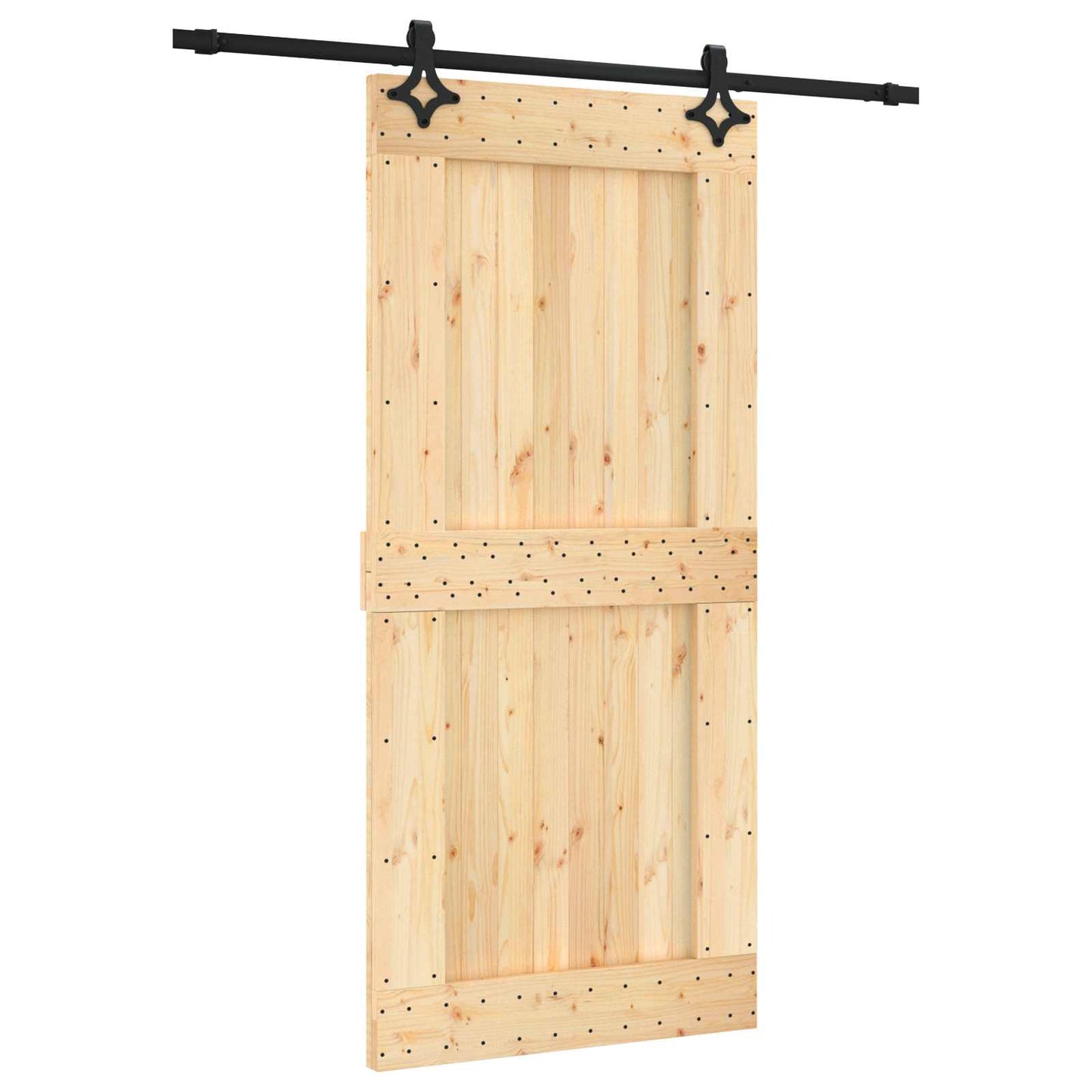 Skyvedør Naturlig og svart 95 x 210 cm Massiv Furu Tre