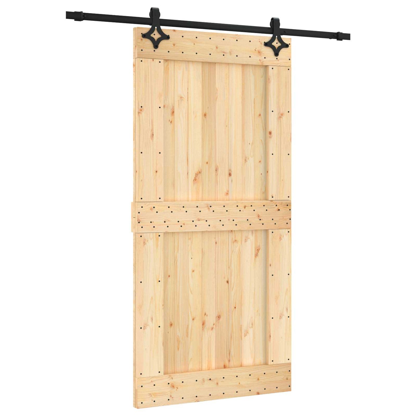 Skyvedør Naturlig og svart 100 x 210 cm Massiv Furu Tre